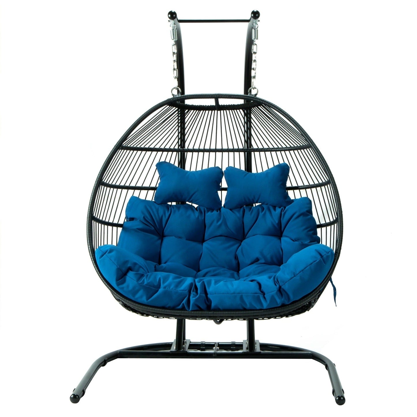 Wicker 2 Person Double Folding Hanging Egg Swing Chair