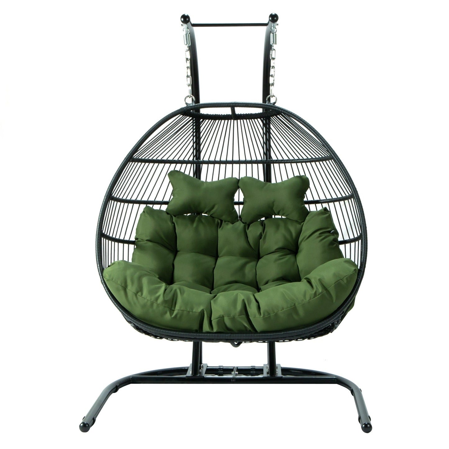 Wicker 2 Person Double Folding Hanging Egg Swing Chair