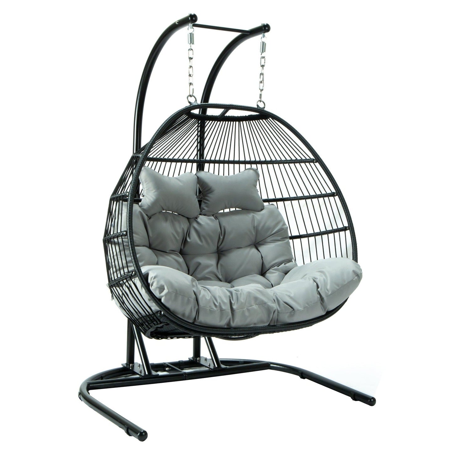 Wicker 2 Person Double Folding Hanging Egg Swing Chair