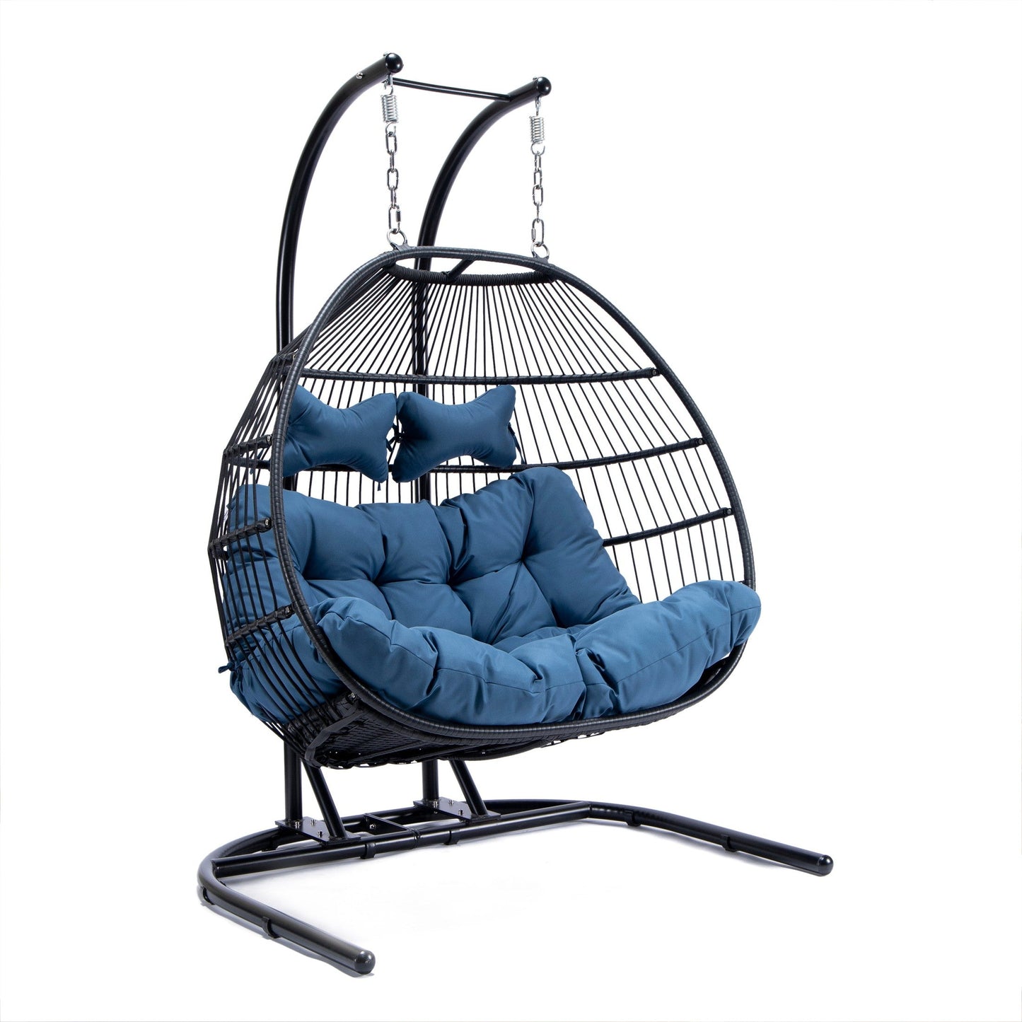 Wicker 2 Person Double Folding Hanging Egg Swing Chair