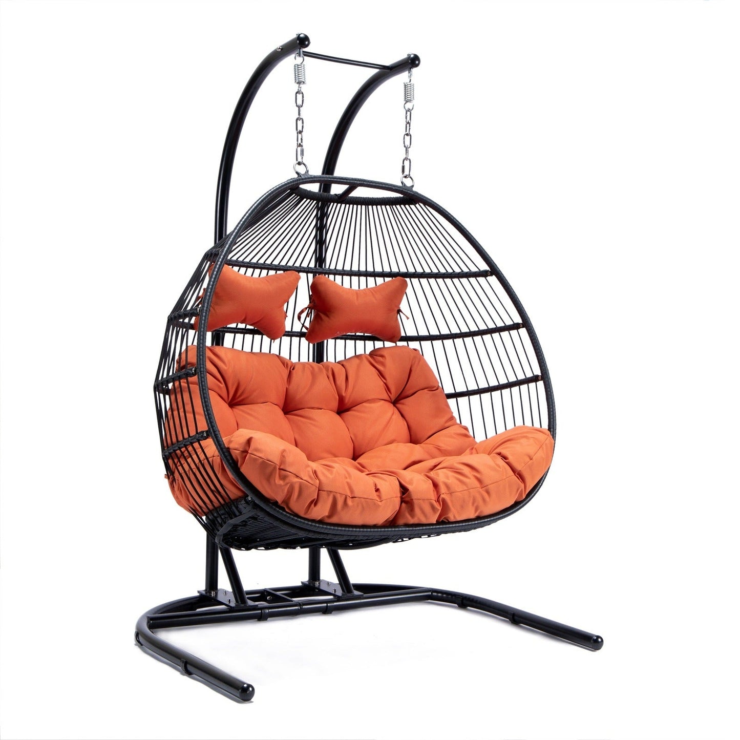 Wicker 2 Person Double Folding Hanging Egg Swing Chair