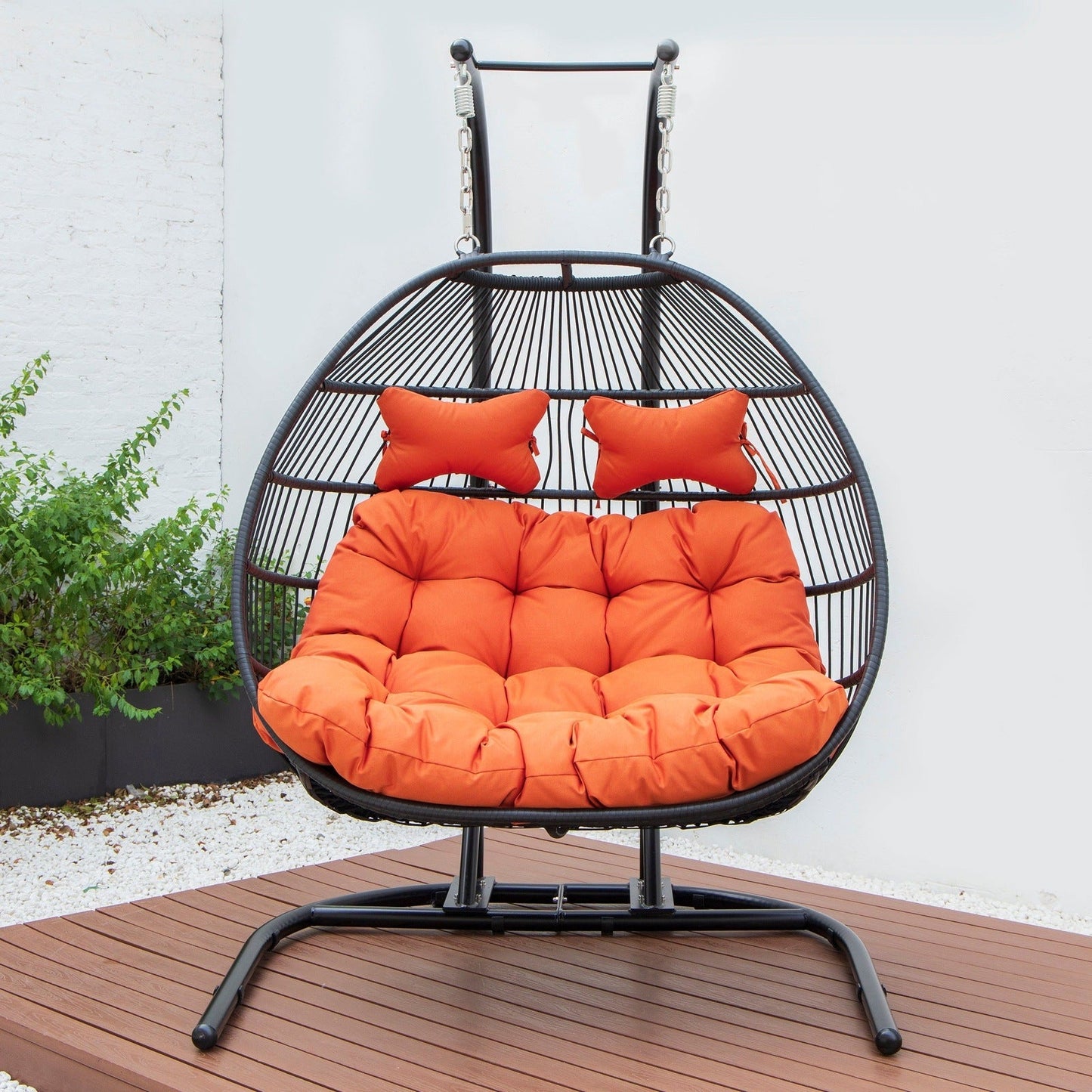 Wicker 2 Person Double Folding Hanging Egg Swing Chair