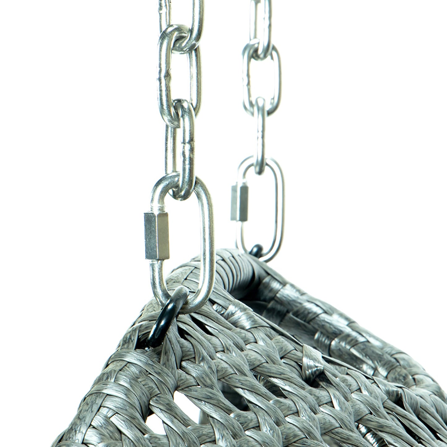 Wicker Hanging Double Egg Charcoal Swing Chair with an Iron Base