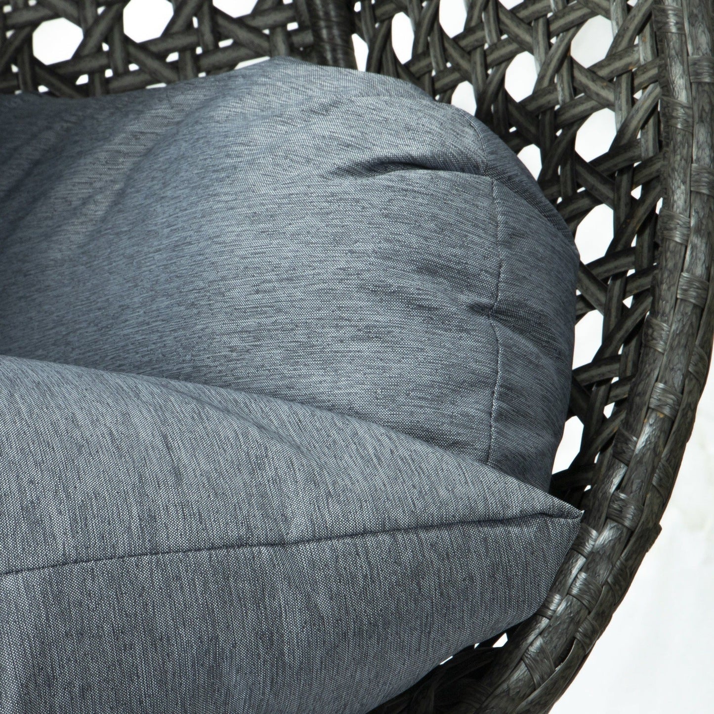 Wicker Hanging Double Egg Charcoal Swing Chair with an Iron Base