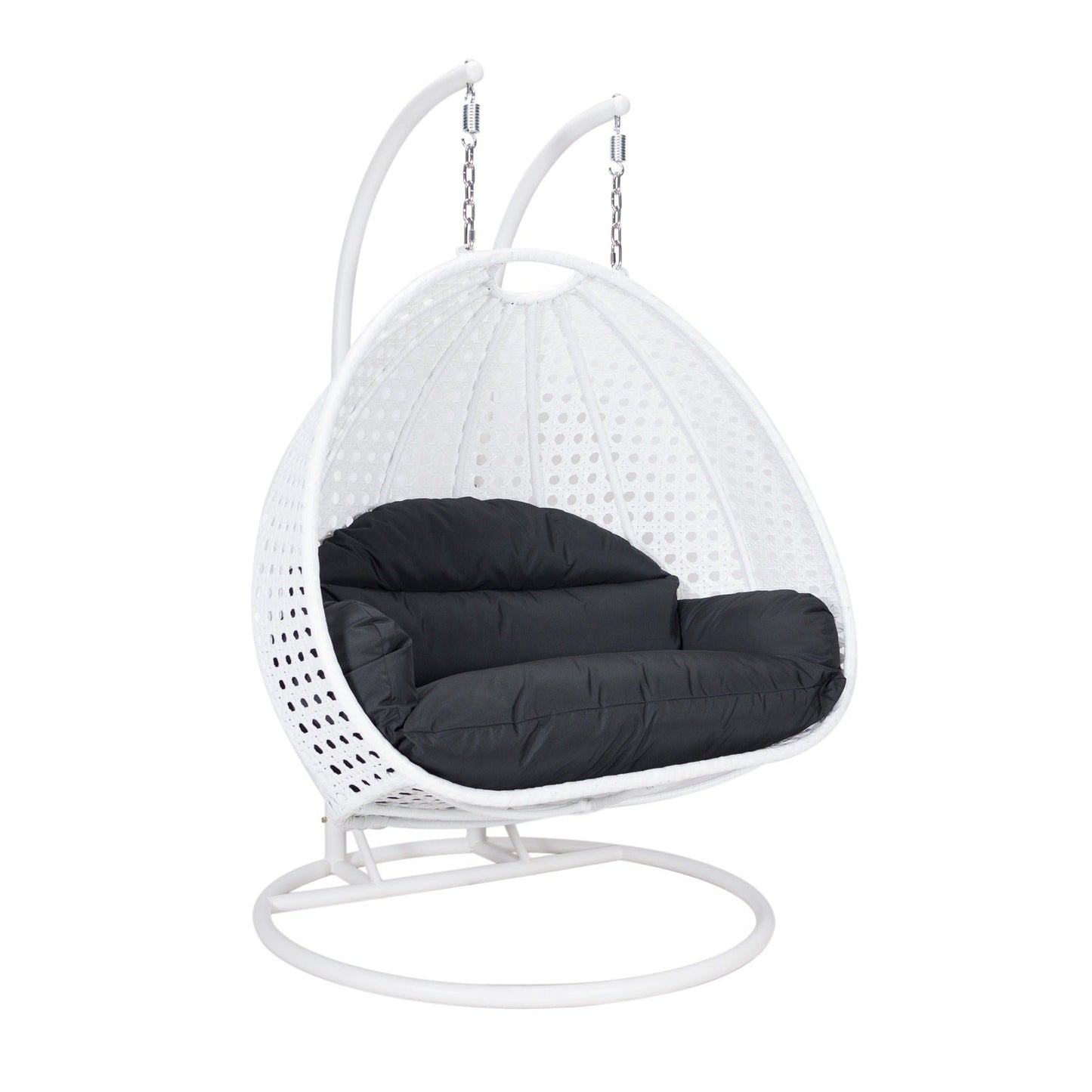Modern White Wicker Hanging Double Seater Egg Swing Chair