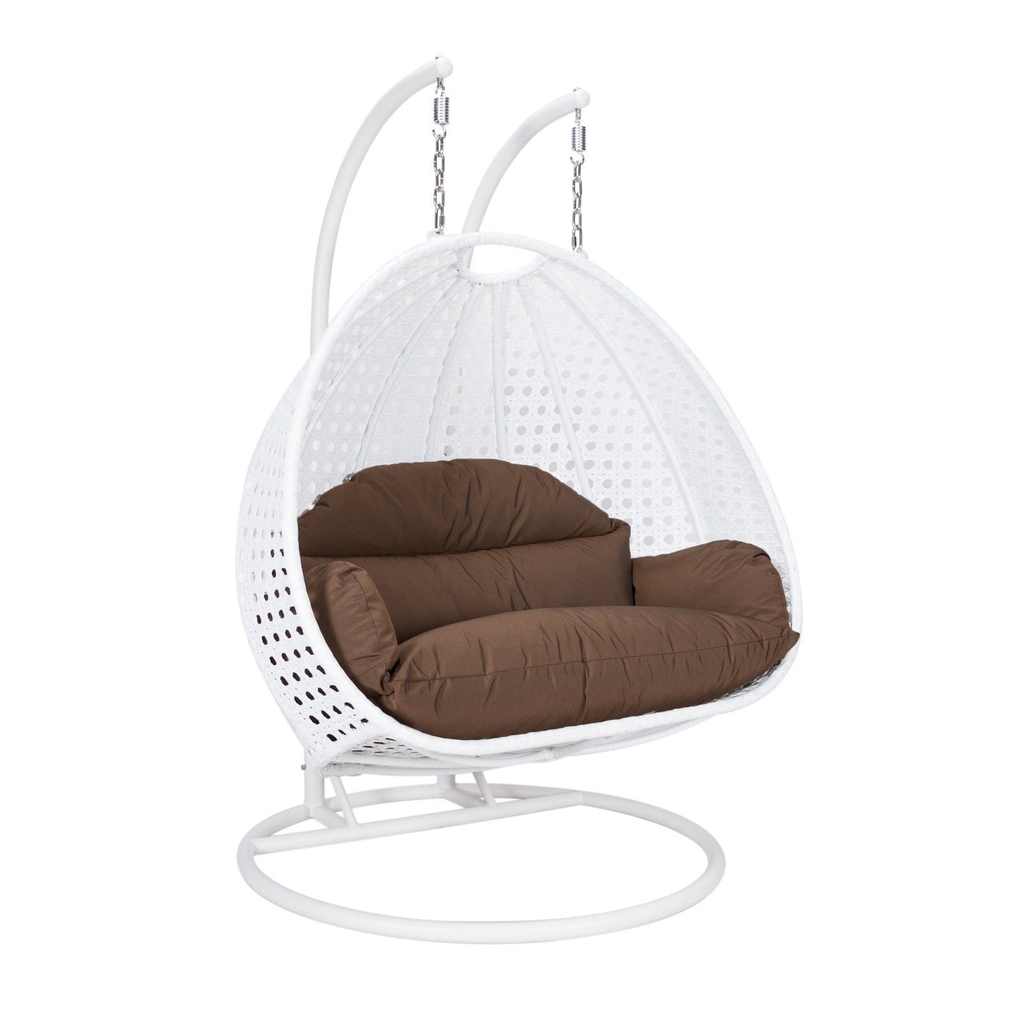 Modern White Wicker Hanging Double Seater Egg Swing Chair