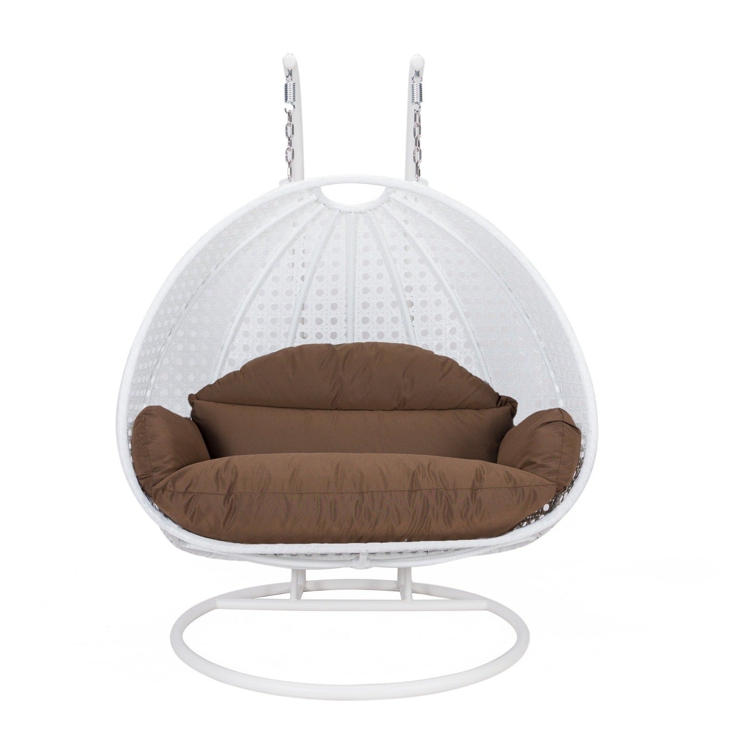 Modern White Wicker Hanging Double Seater Egg Swing Chair