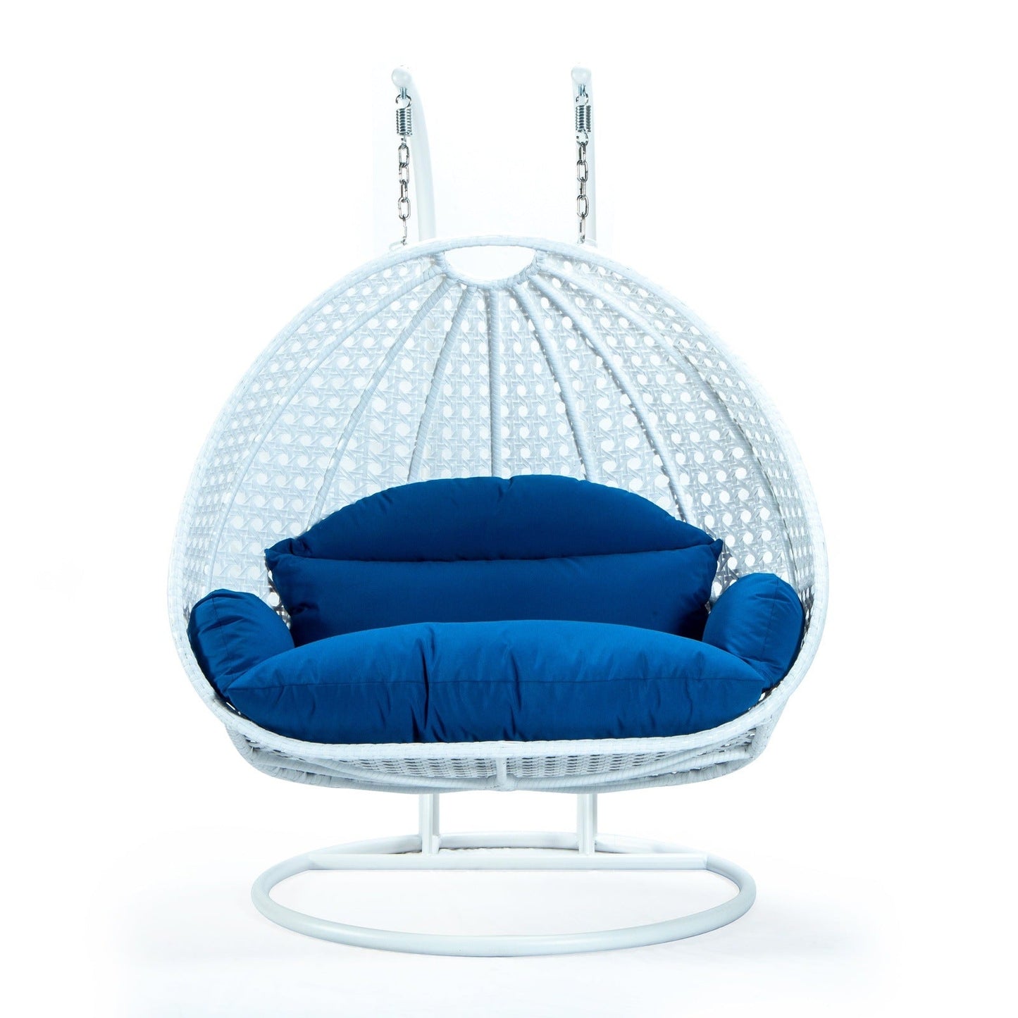 Modern White Wicker Hanging Double Seater Egg Swing Chair