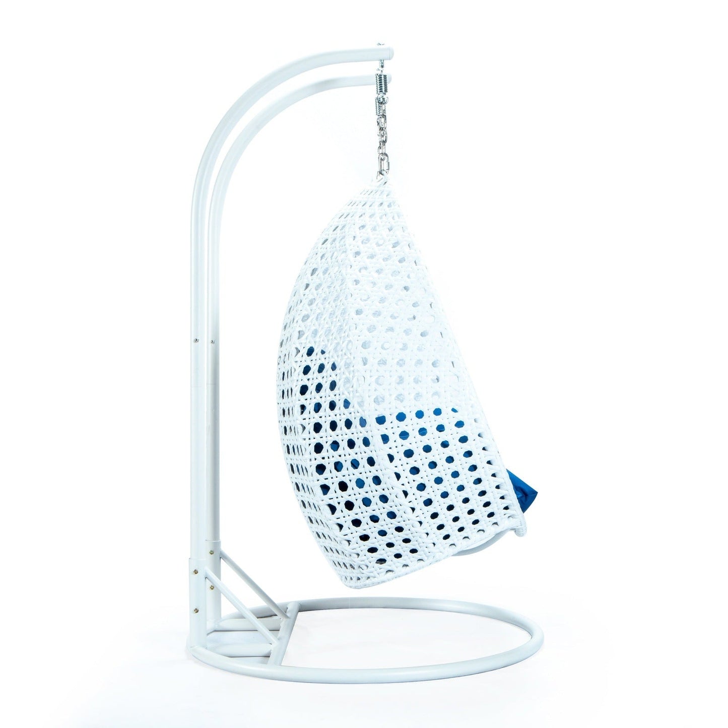 Modern White Wicker Hanging Double Seater Egg Swing Chair
