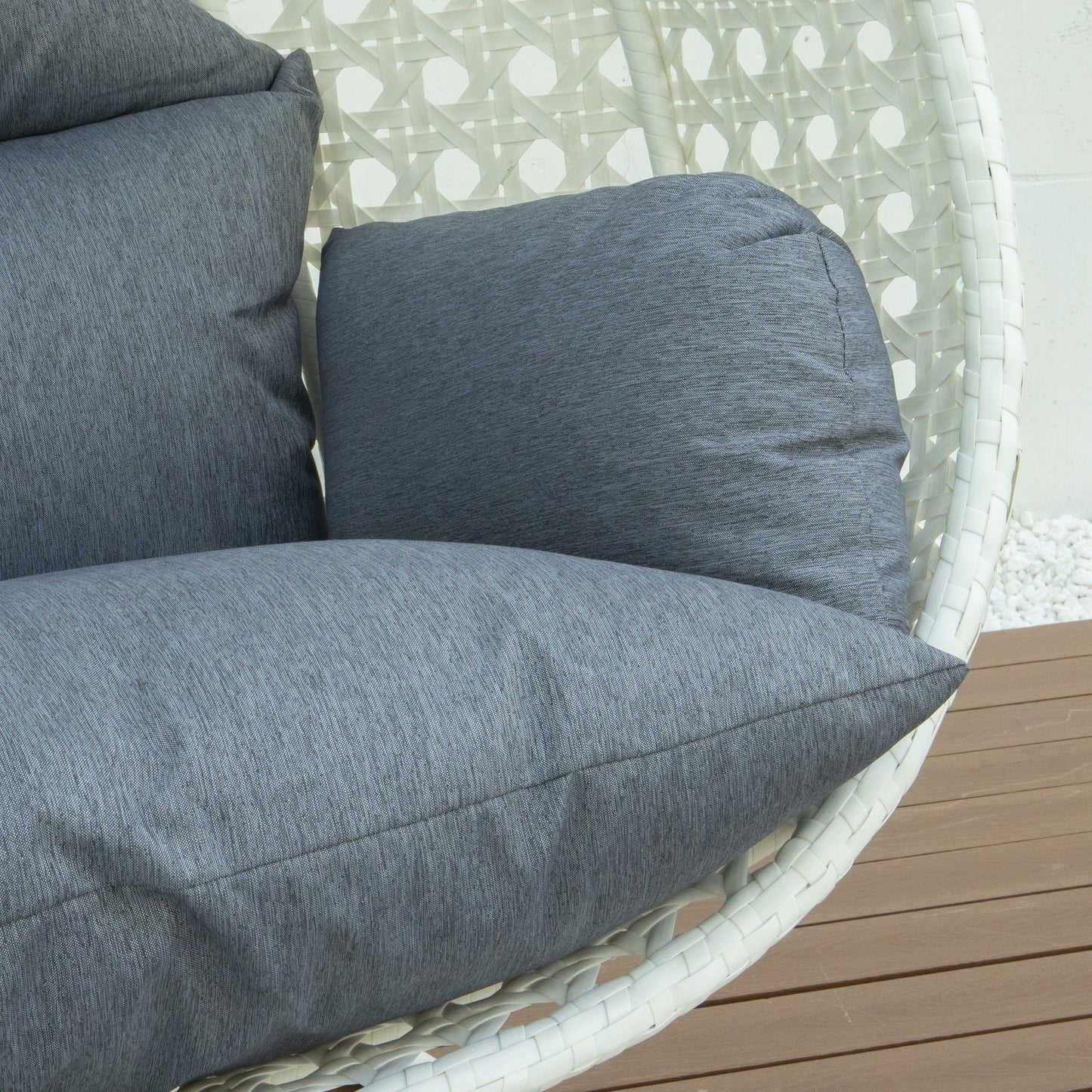 Modern White Wicker Hanging Double Seater Egg Swing Chair