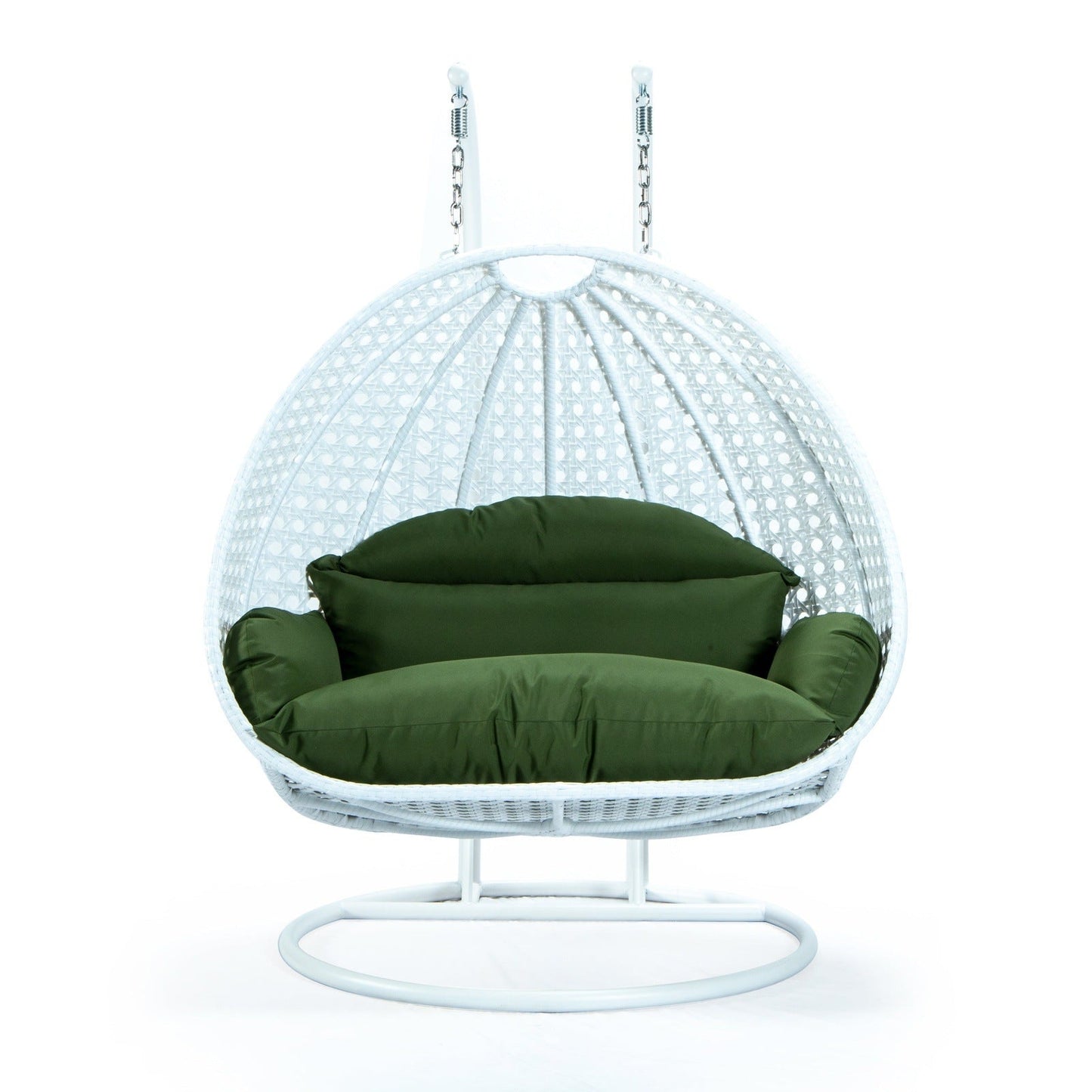Modern White Wicker Hanging Double Seater Egg Swing Chair