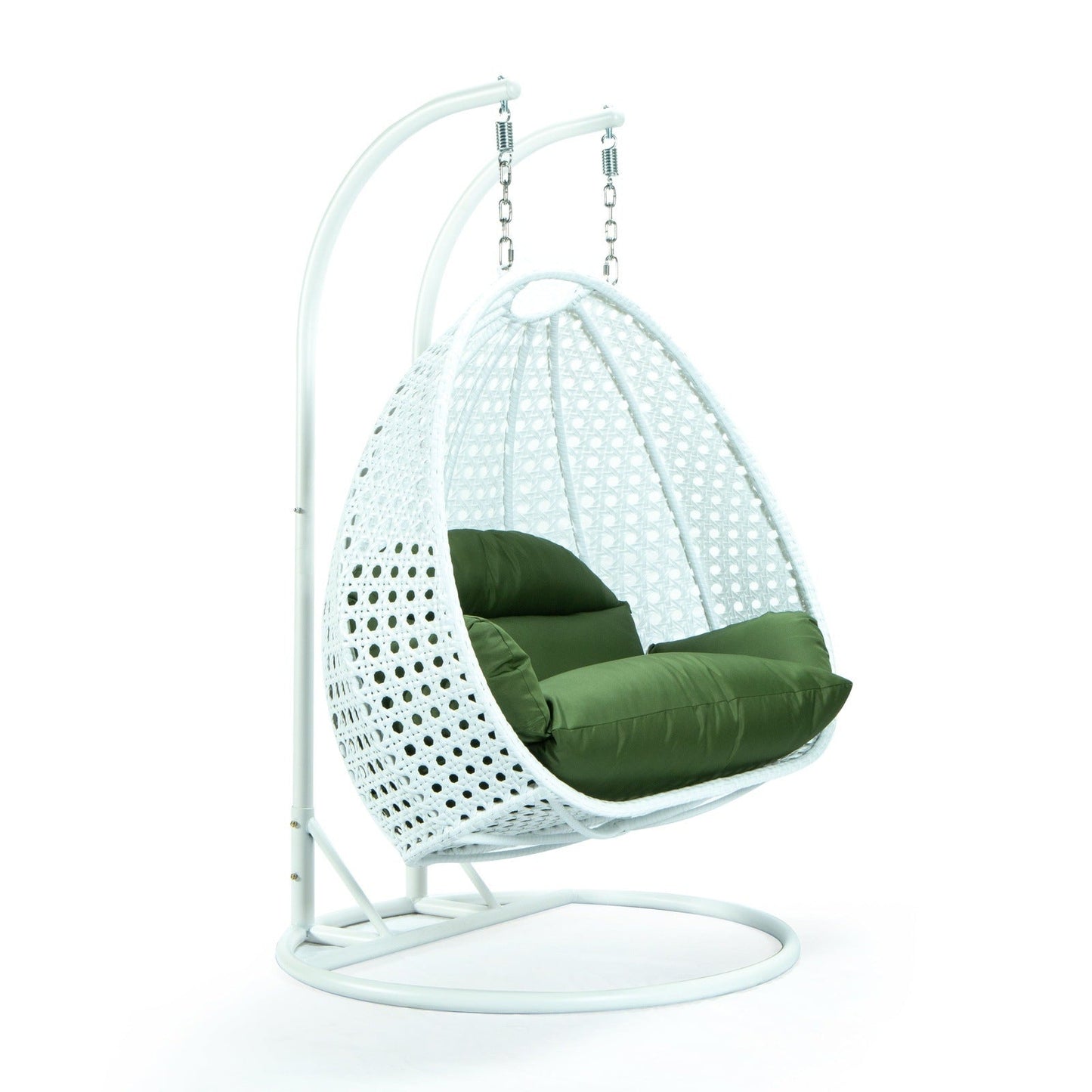 Modern White Wicker Hanging Double Seater Egg Swing Chair
