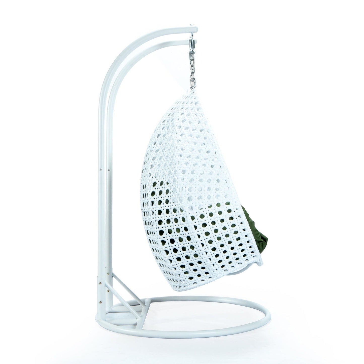 Modern White Wicker Hanging Double Seater Egg Swing Chair