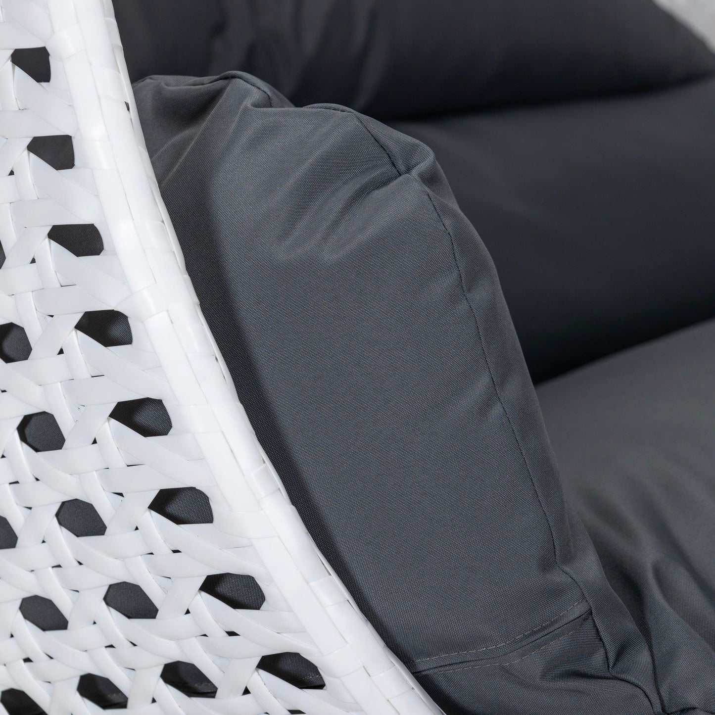 Modern White Wicker Hanging Double Seater Egg Swing Chair