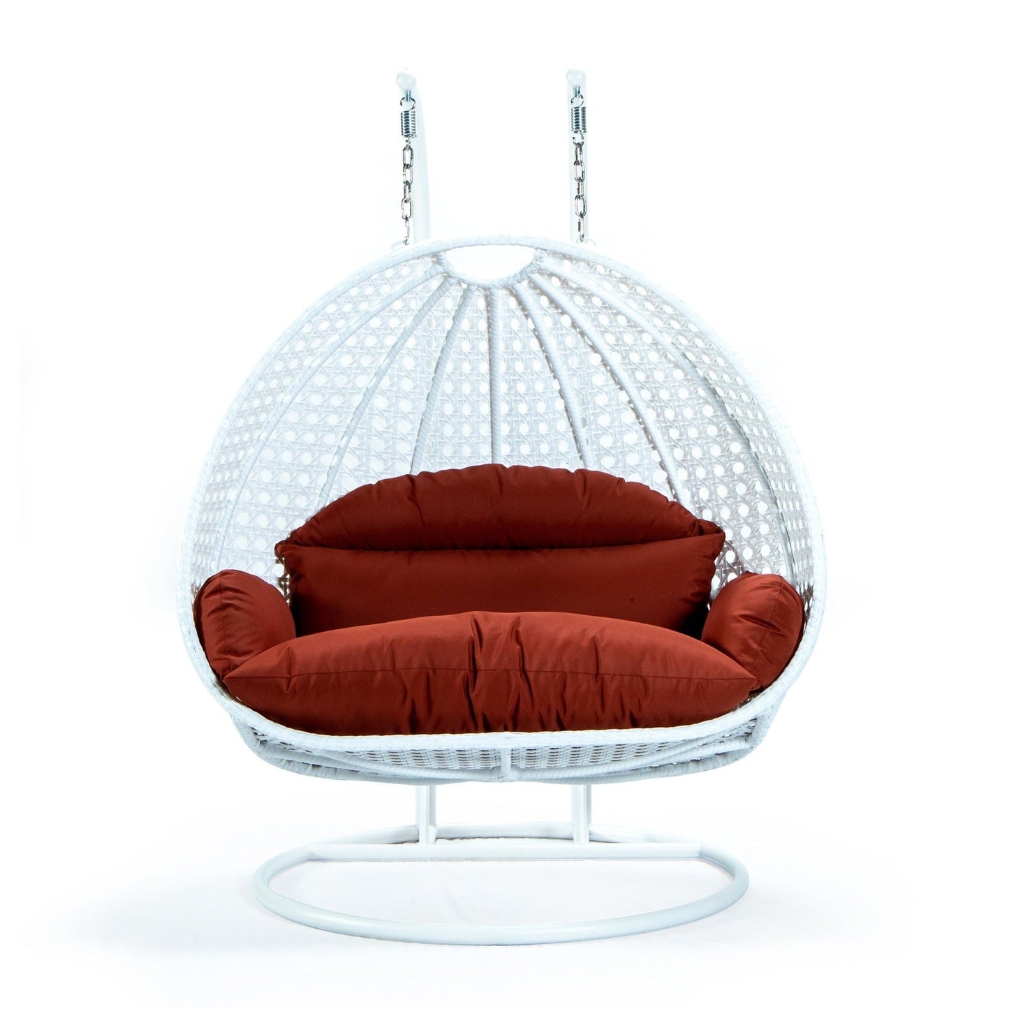 Modern White Wicker Hanging Double Seater Egg Swing Chair