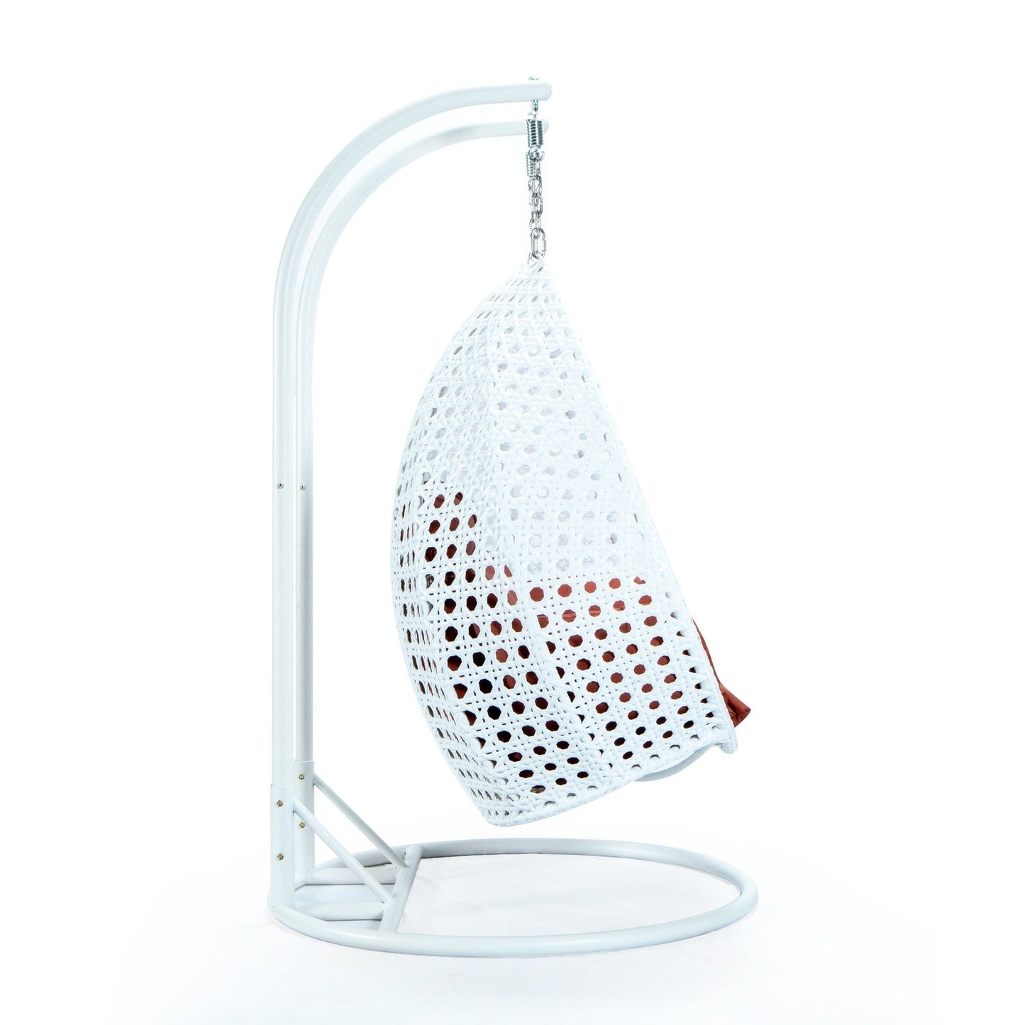 Modern White Wicker Hanging Double Seater Egg Swing Chair