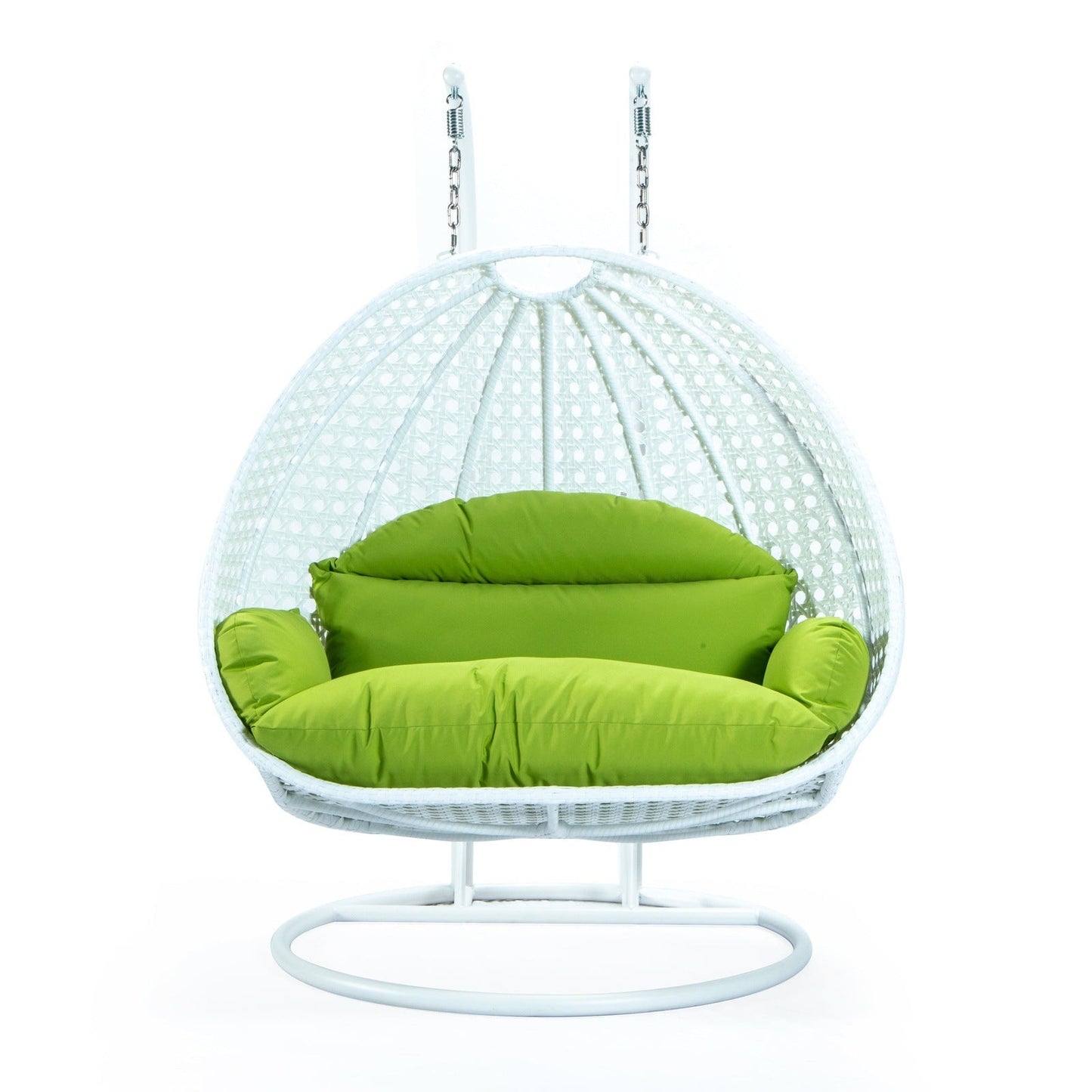 Modern White Wicker Hanging Double Seater Egg Swing Chair