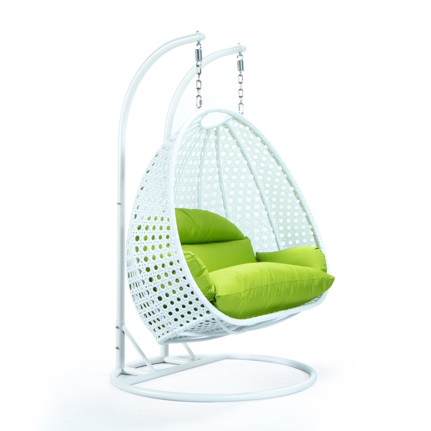 Modern White Wicker Hanging Double Seater Egg Swing Chair