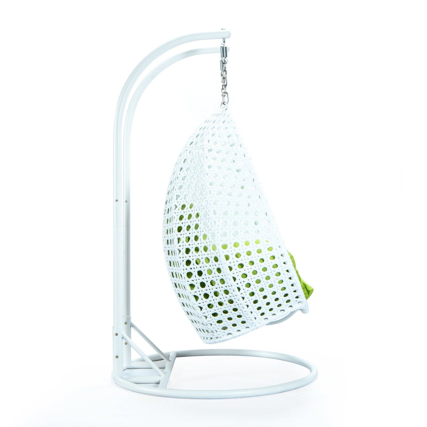 Modern White Wicker Hanging Double Seater Egg Swing Chair