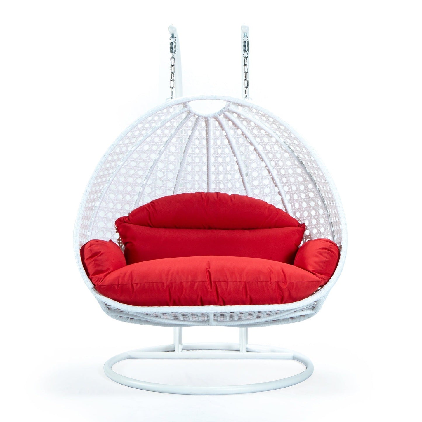 Modern White Wicker Hanging Double Seater Egg Swing Chair