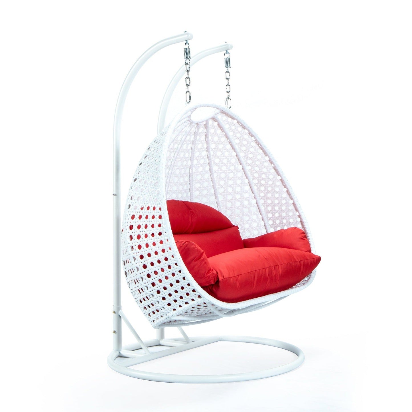 Modern White Wicker Hanging Double Seater Egg Swing Chair