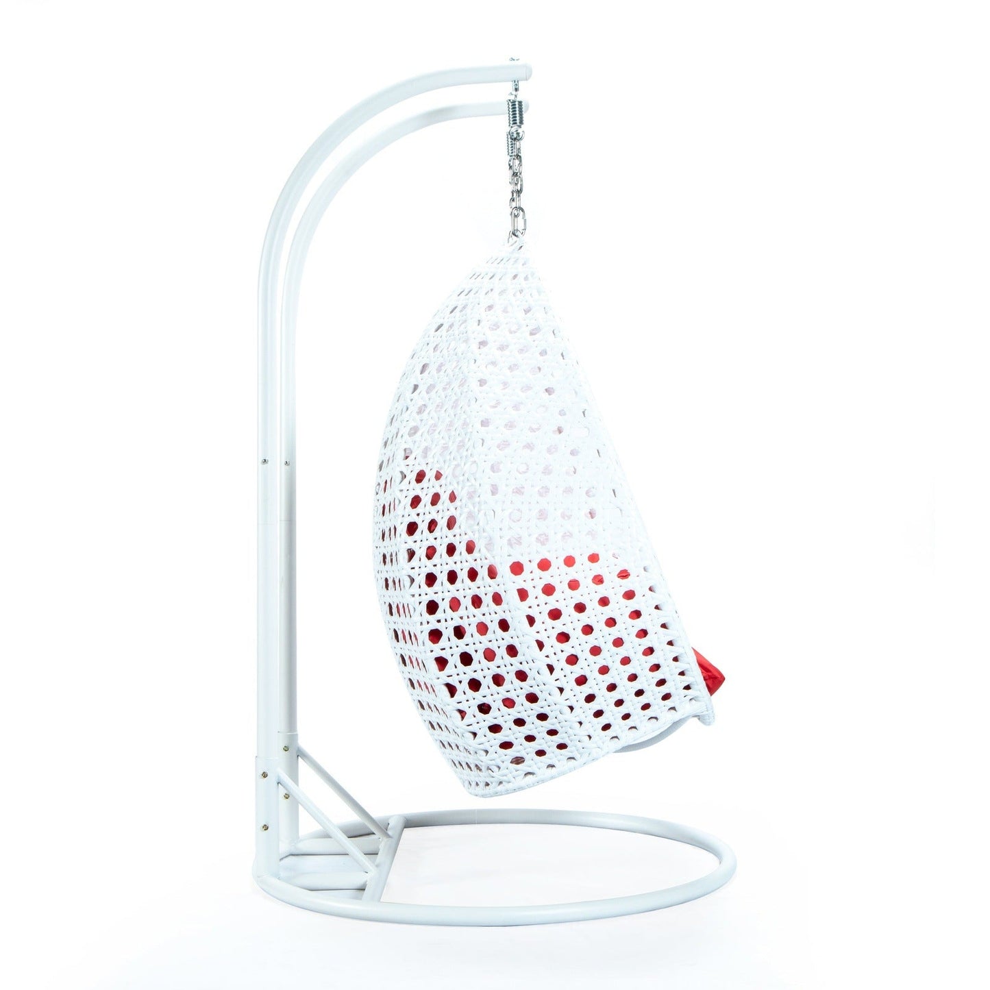 Modern White Wicker Hanging Double Seater Egg Swing Chair