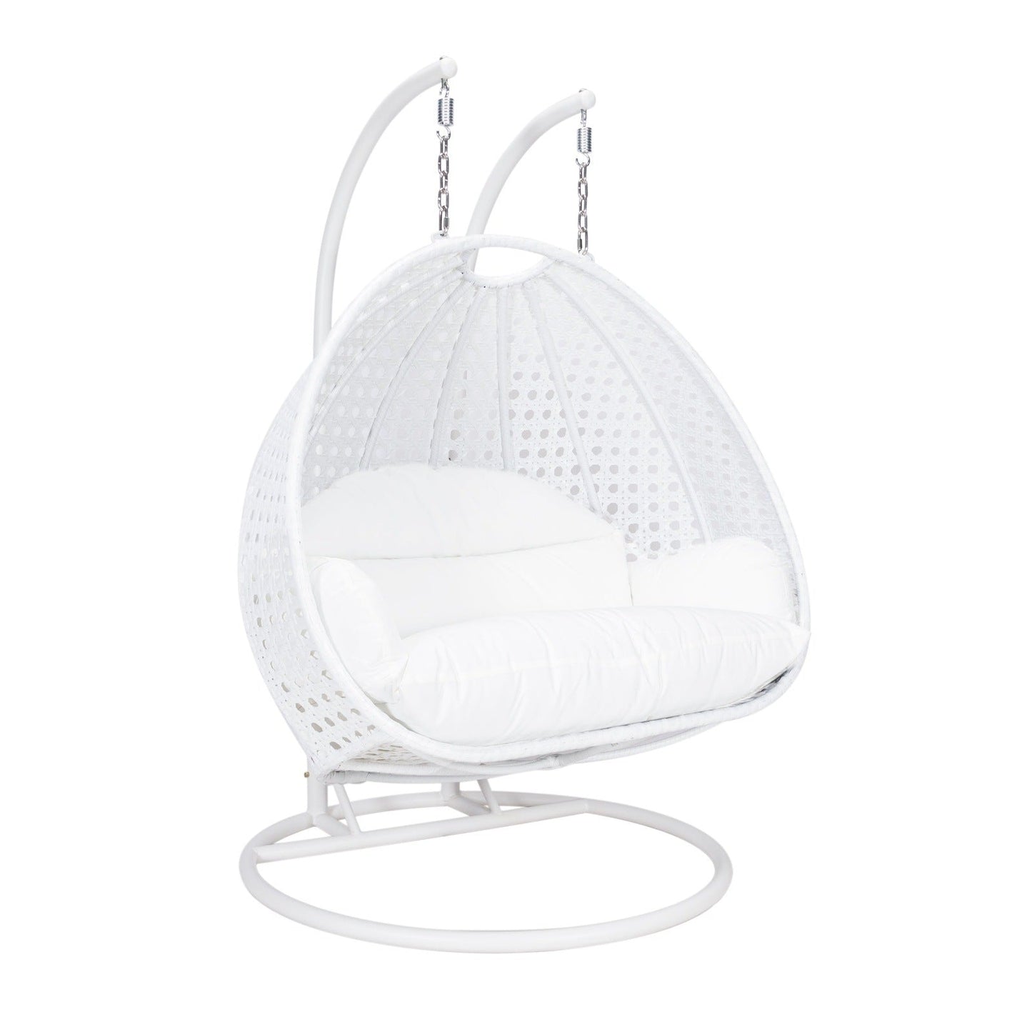 Modern White Wicker Hanging Double Seater Egg Swing Chair