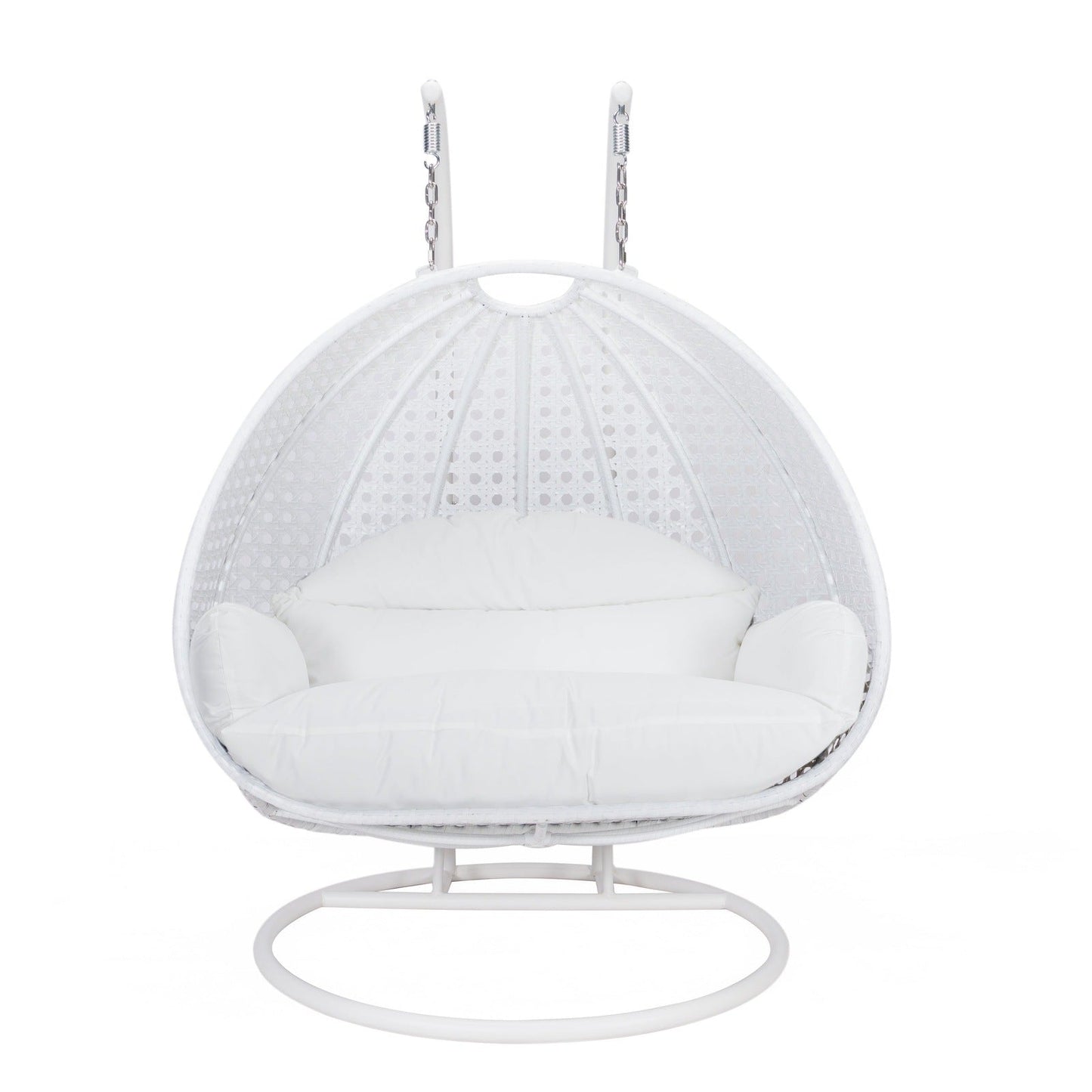 Modern White Wicker Hanging Double Seater Egg Swing Chair