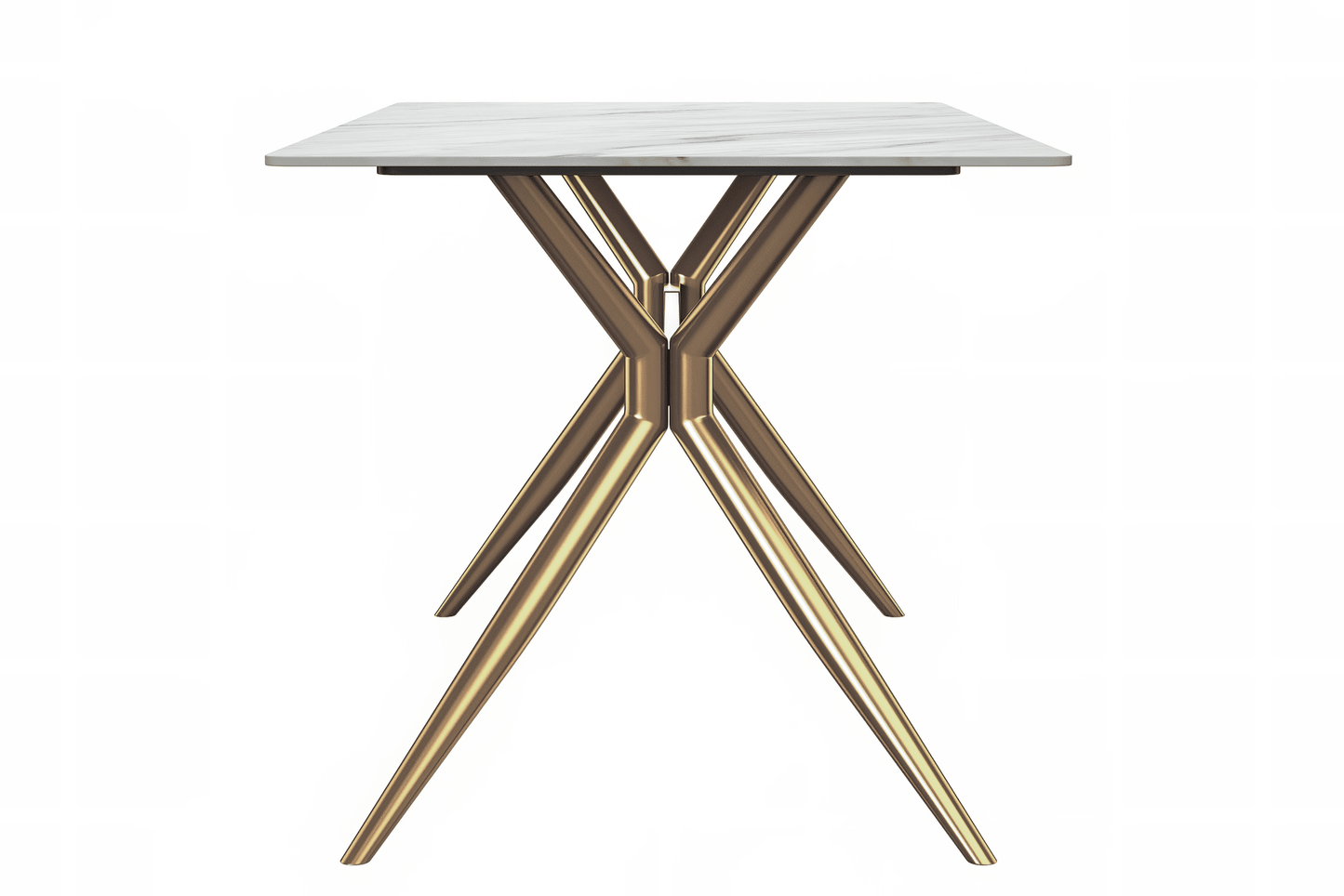 Elega Rectangular Dining Table with Sintered Stone or Glass Rectangular Top and Stainless Steel Base