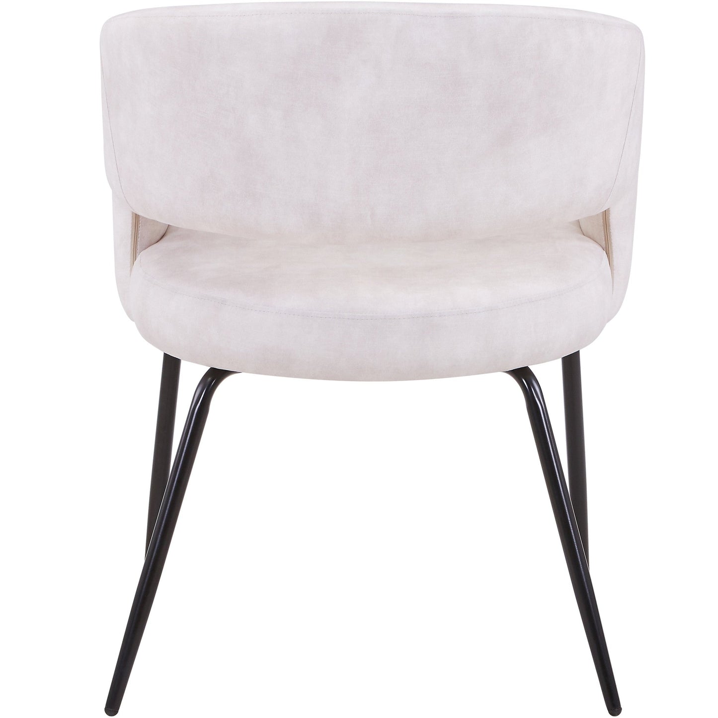 Gavin Dining Chair Upholstered in Leather/Velvet with Open Curved Backrest in Black Iron Set of 4