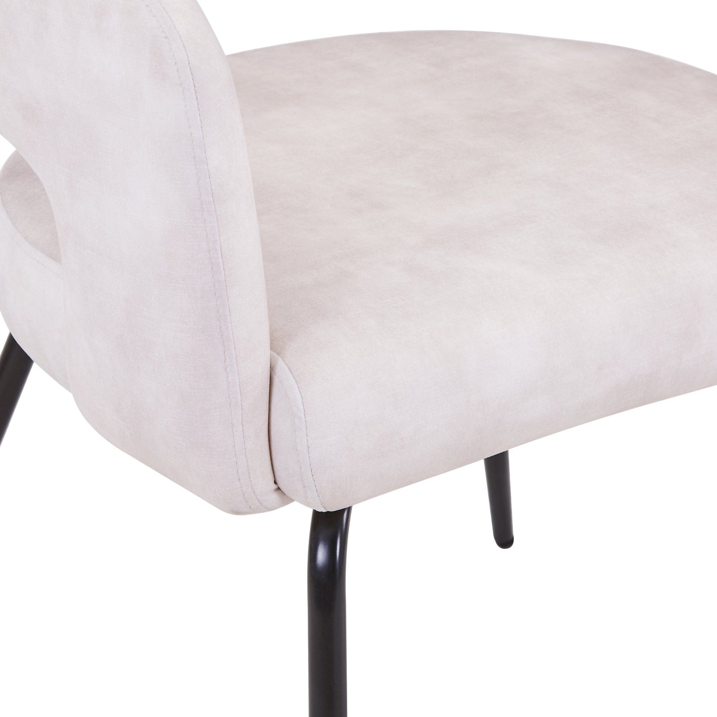 Gavin Dining Chair Upholstered in Leather/Velvet with Open Curved Backrest in Black Iron Set of 4