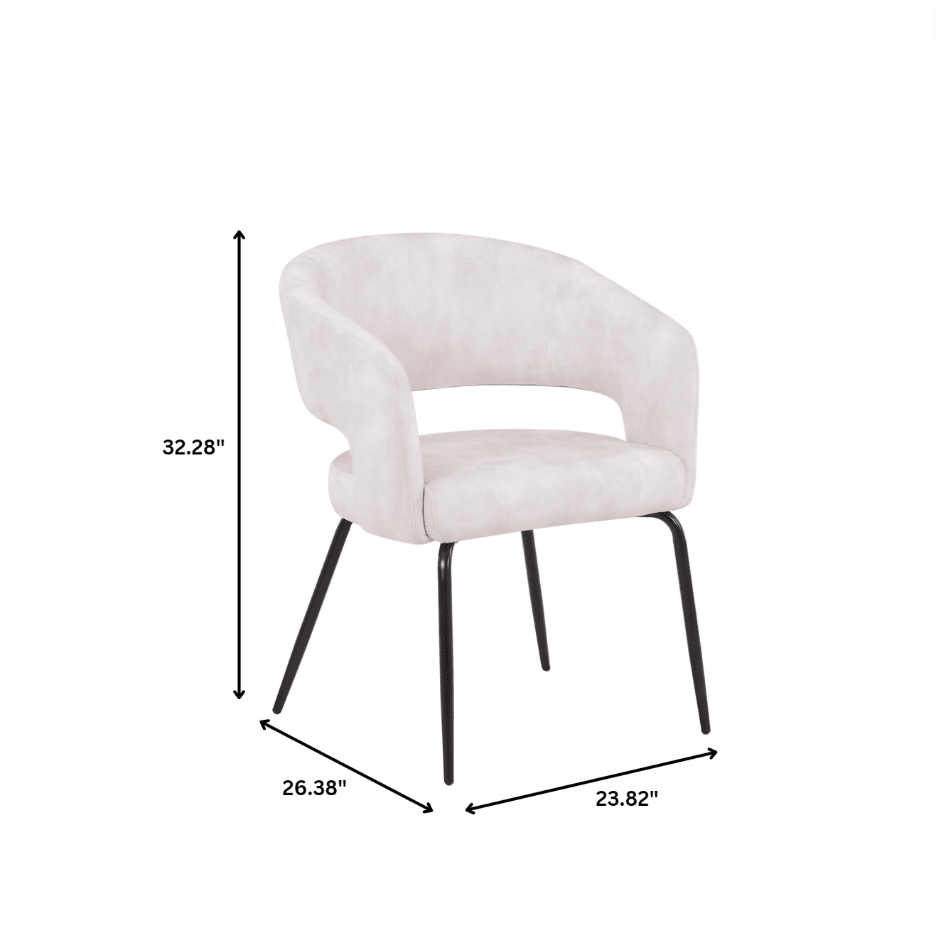 Gavin Dining Chair Upholstered in Leather/Velvet with Open Curved Backrest in Black Iron Set of 4