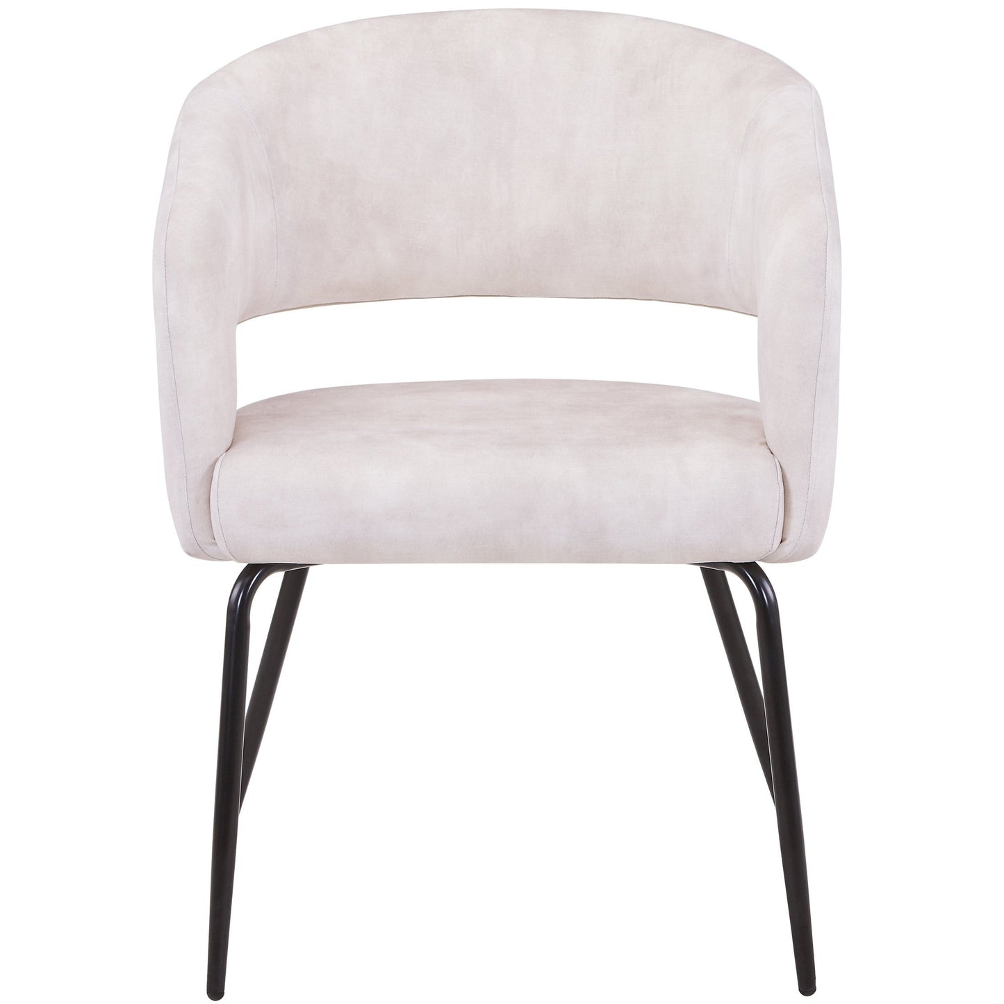 Gavin Dining Chair Upholstered in Leather/Velvet with Open Curved Backrest in Black Iron Set of 4