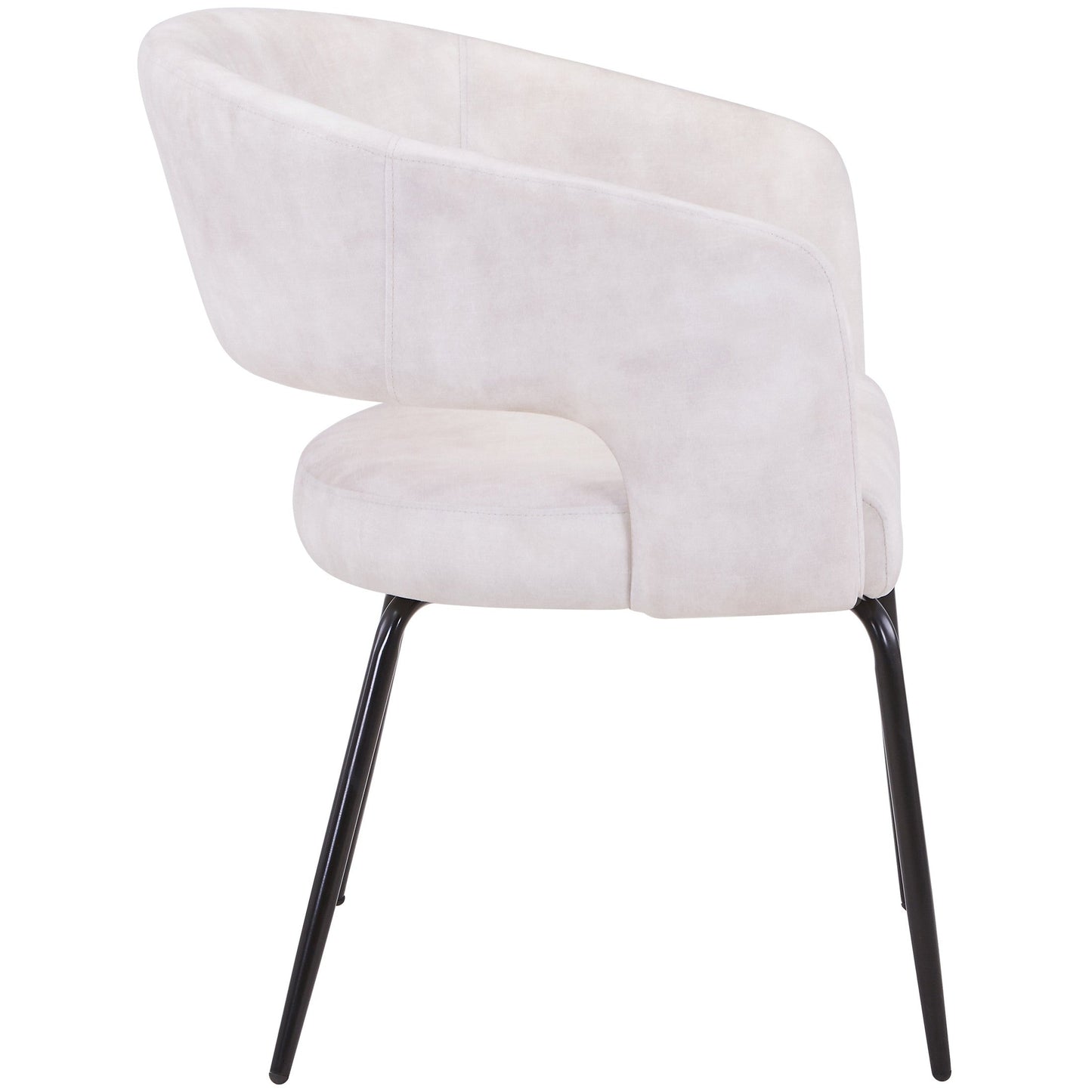 Gavin Dining Chair Upholstered in Leather/Velvet with Open Curved Backrest in Black Iron Set of 4