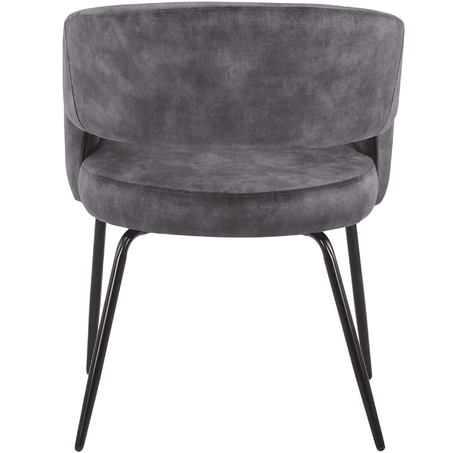 Gavin Dining Chair Upholstered in Leather/Velvet with Open Curved Backrest in Black Iron Set of 4