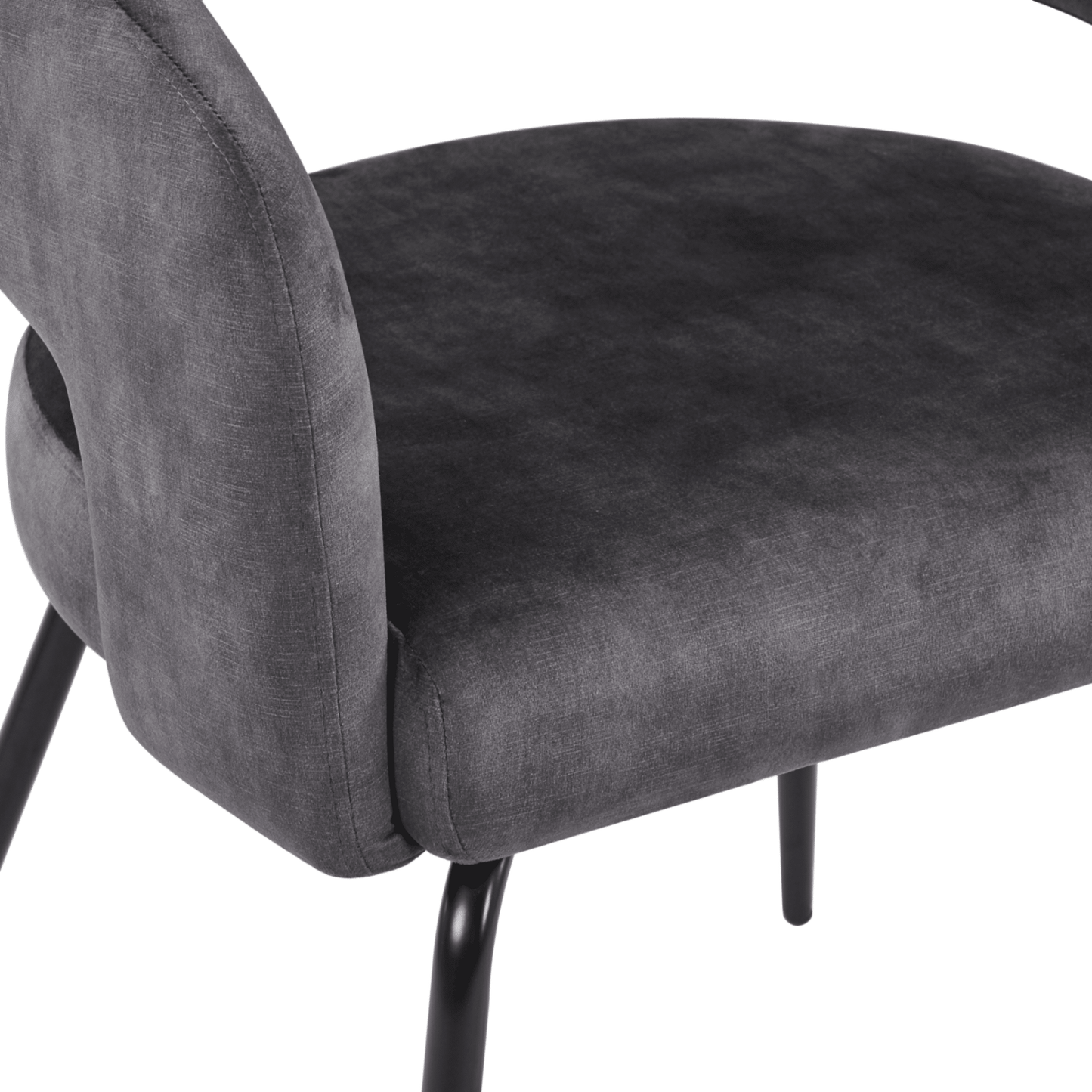 Gavin Dining Chair Upholstered in Leather/Velvet with Open Curved Backrest in Black Iron Set of 4