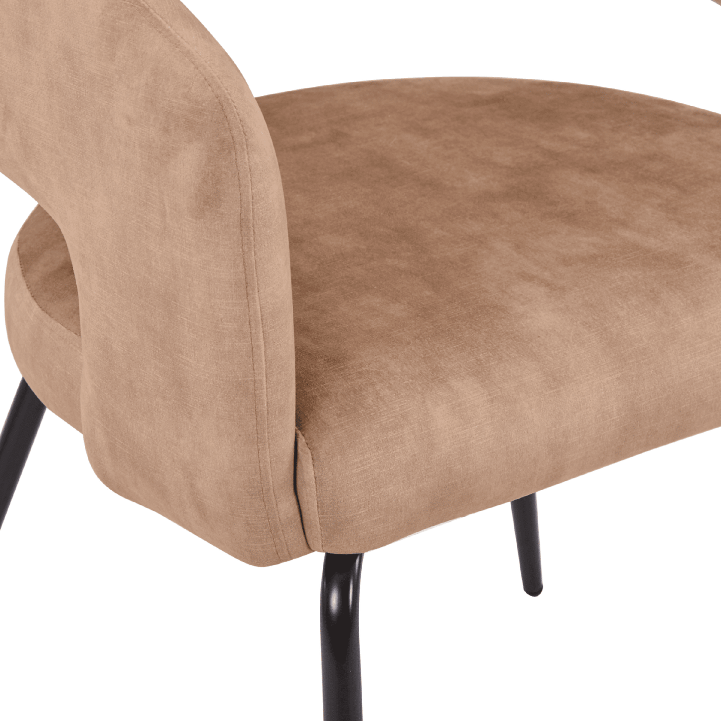 Gavin Dining Chair Upholstered in Leather/Velvet with Open Curved Backrest in Black Iron Set of 4