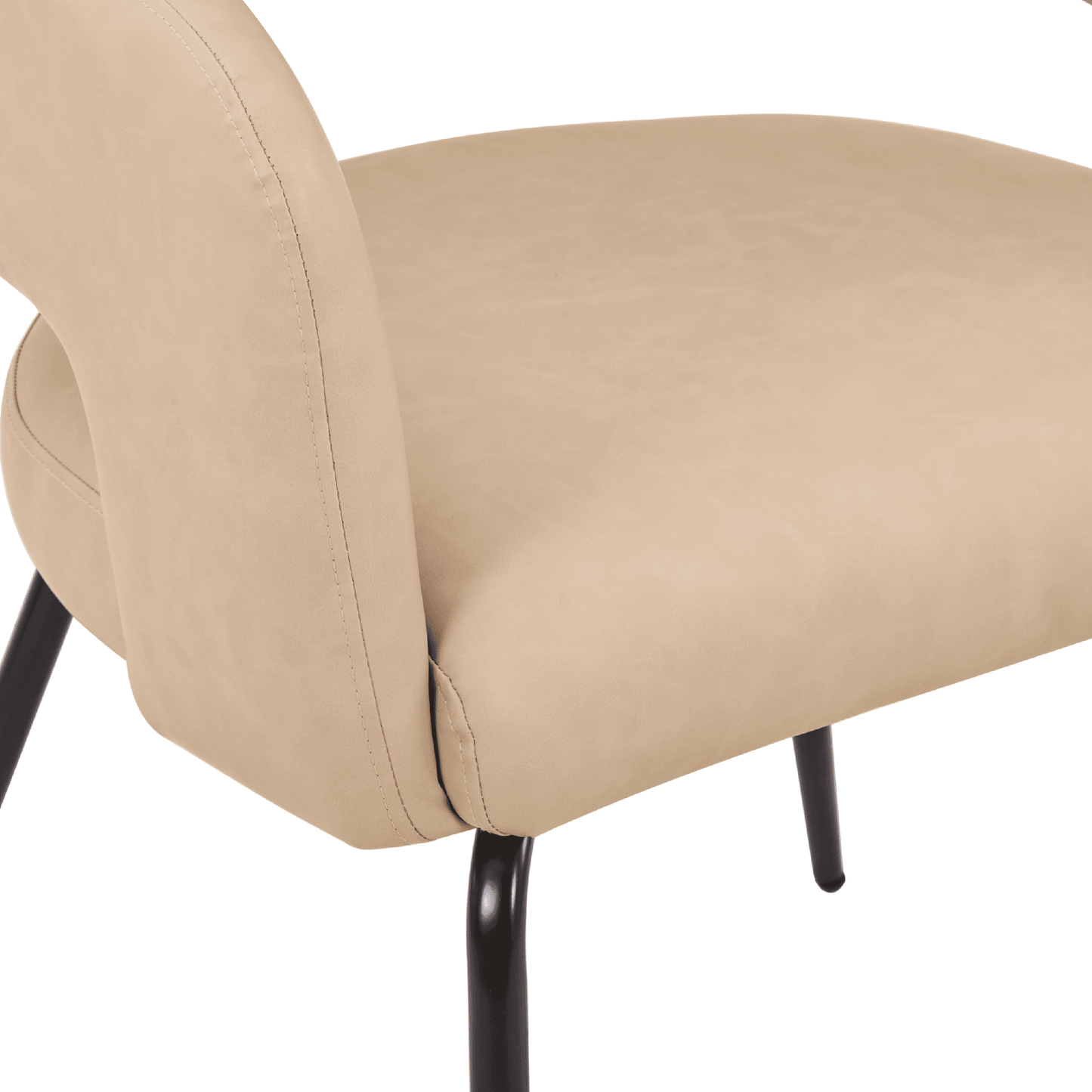 Gavin Dining Chair Upholstered in Leather/Velvet with Open Curved Backrest in Black Iron Set of 4