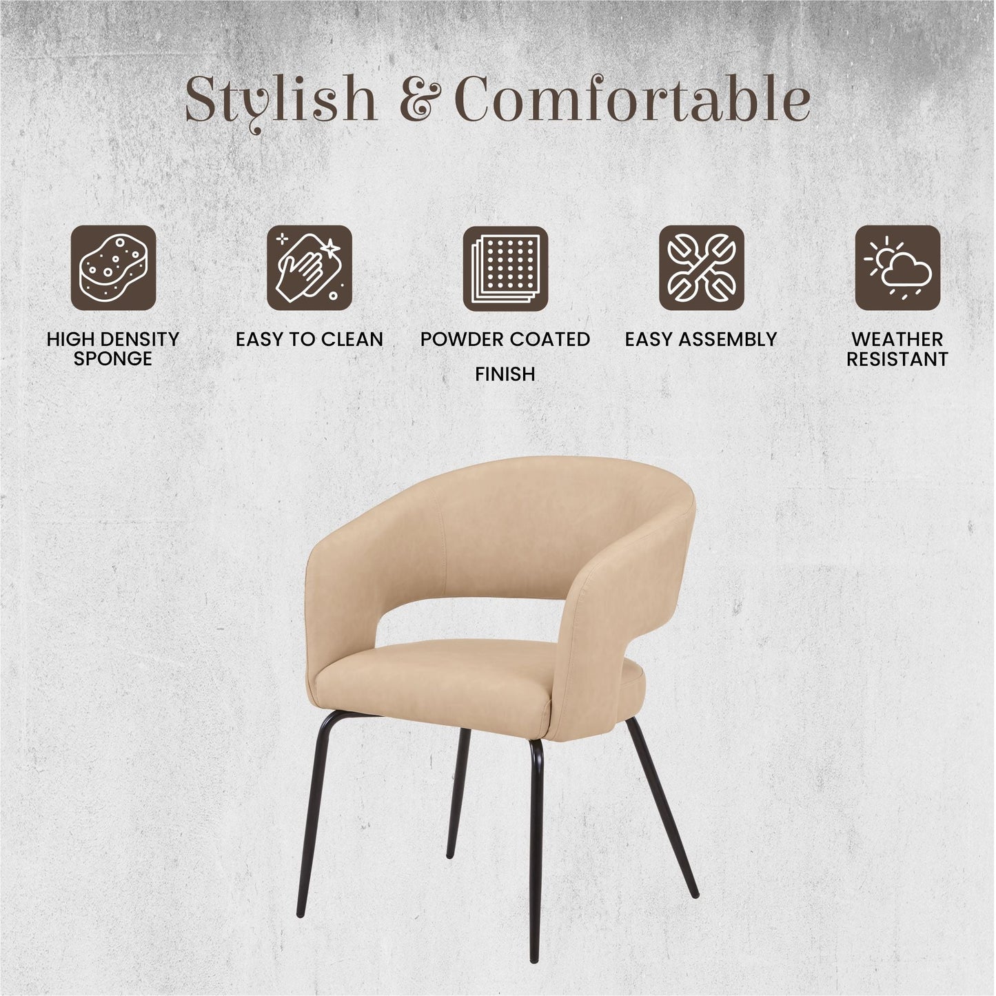 Gavin Dining Chair Upholstered in Leather/Velvet with Open Curved Backrest in Black Iron Set of 4