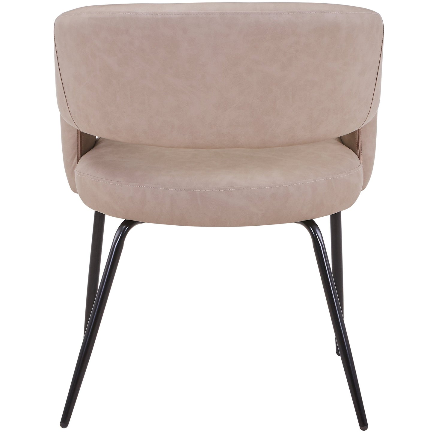 Gavin Dining Chair Upholstered in Leather/Velvet with Open Curved Backrest in Black Iron Set of 4