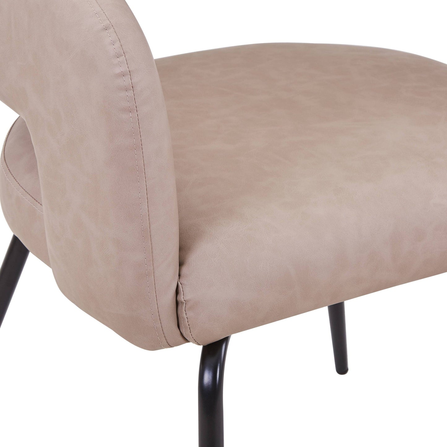 Gavin Dining Chair Upholstered in Leather/Velvet with Open Curved Backrest in Black Iron Set of 4