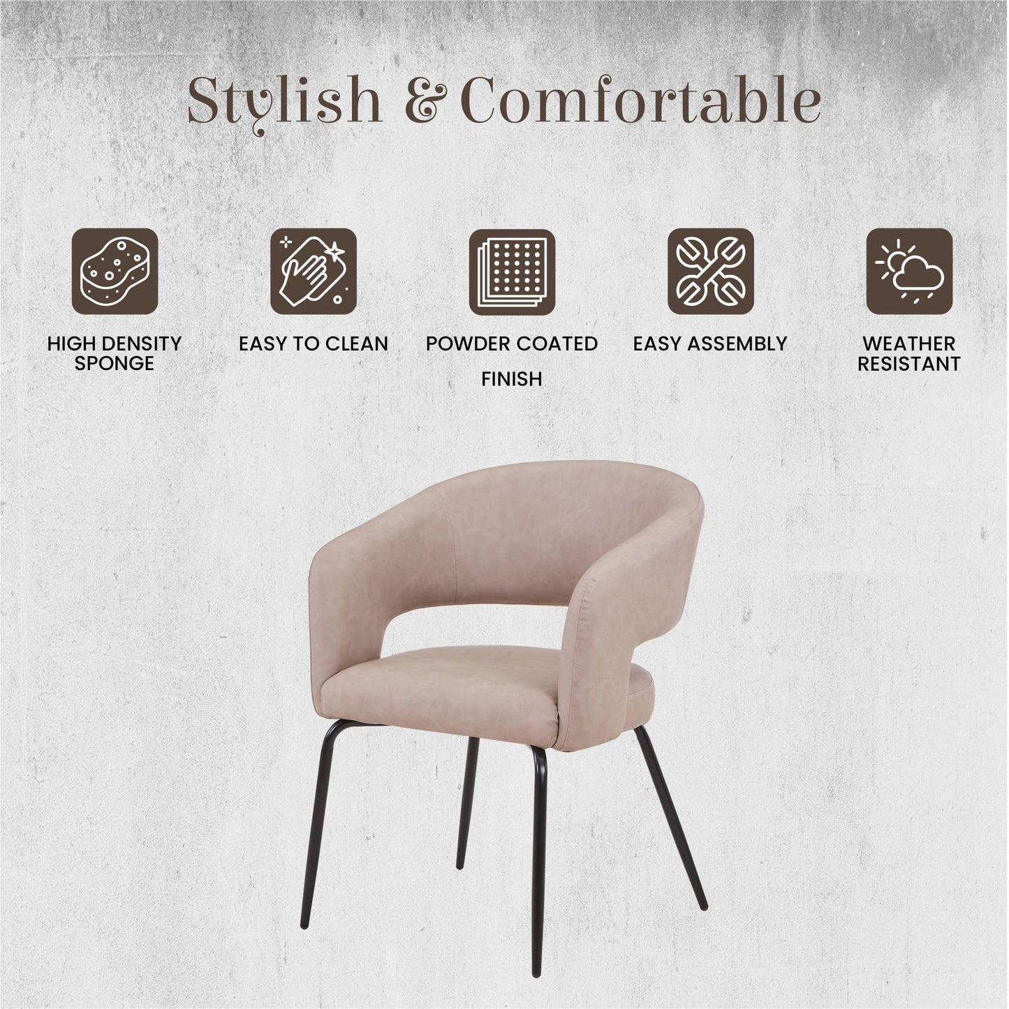 Gavin Dining Chair Upholstered in Leather/Velvet with Open Curved Backrest in Black Iron Set of 4