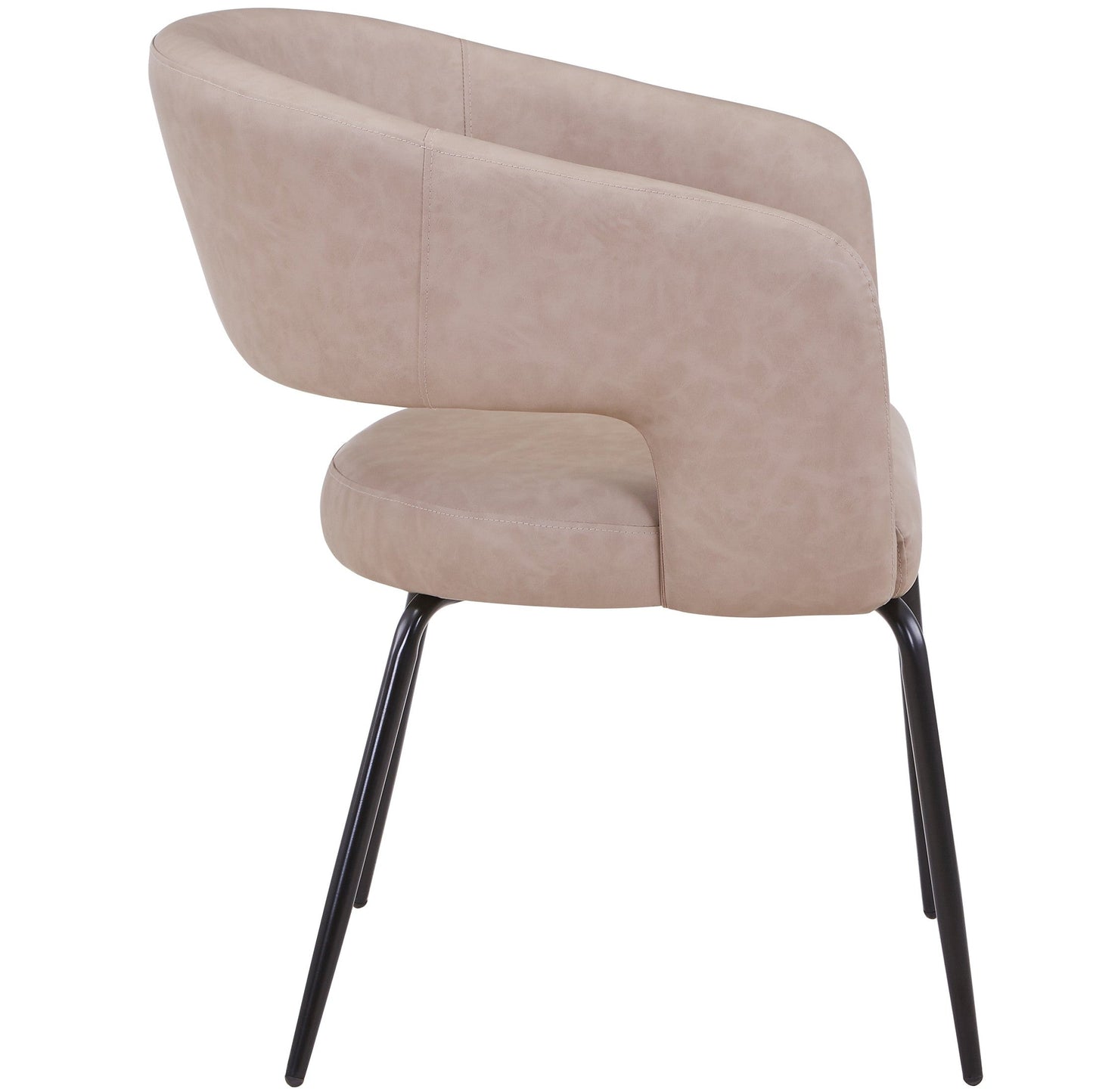 Gavin Dining Chair Upholstered in Leather/Velvet with Open Curved Backrest in Black Iron Set of 4