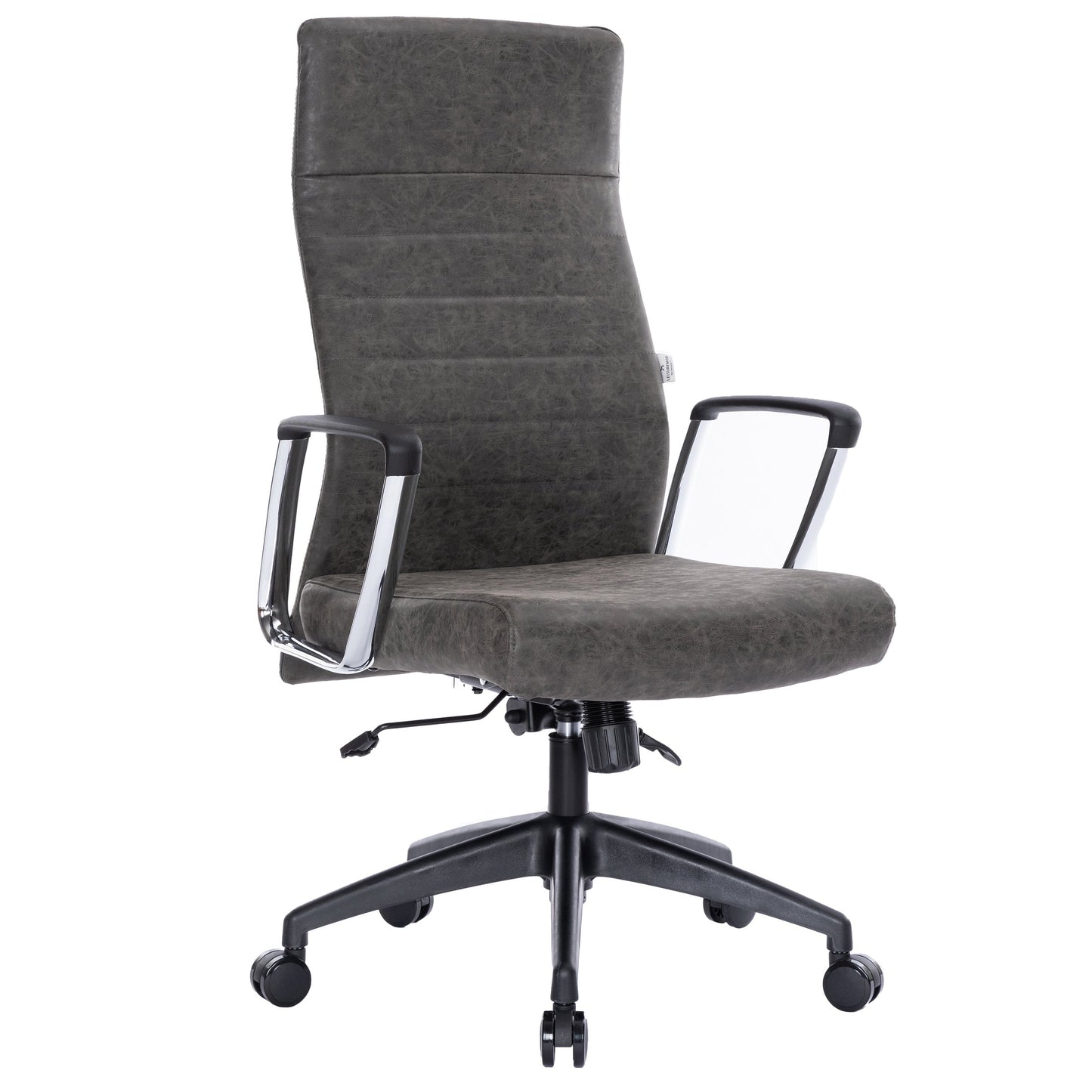 Hilton High-Back Leather Office Chair Adjustable Seat Height in Nylon