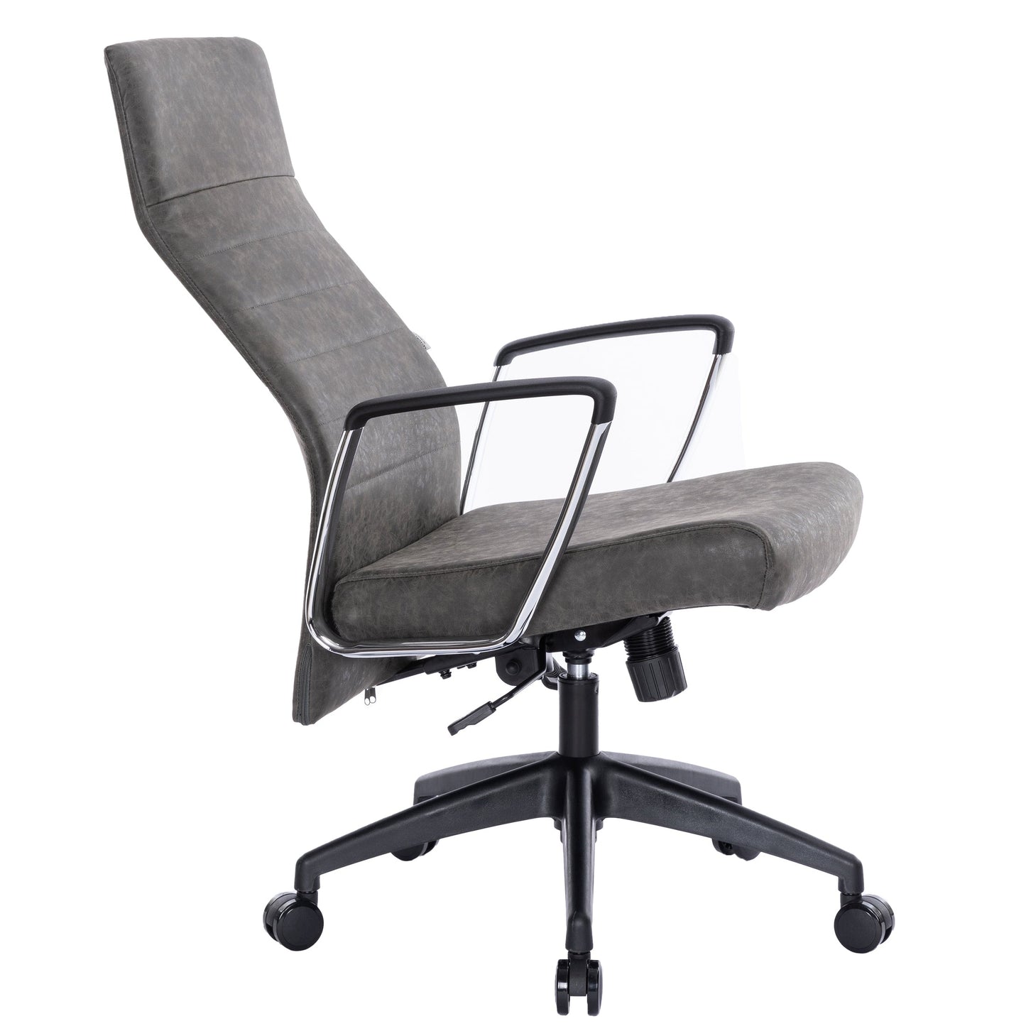 Hilton High-Back Leather Office Chair Adjustable Seat Height in Nylon