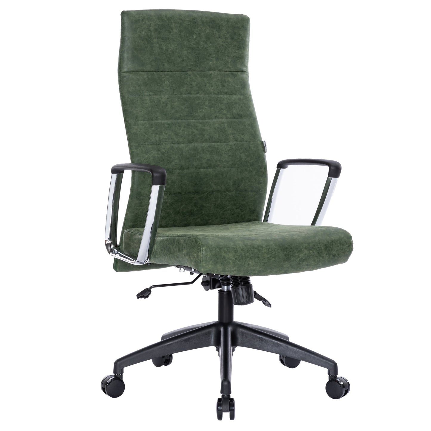 Hilton High-Back Leather Office Chair Adjustable Seat Height in Nylon