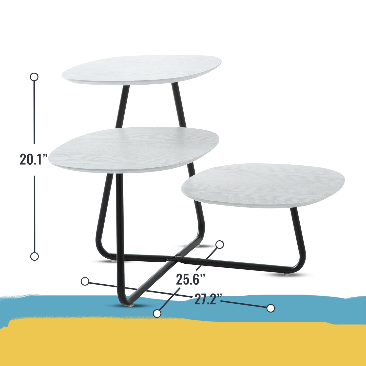 Hazelton Multi-Top End Tables with Manufactured Wood Top and Powder Coated Steel Frame