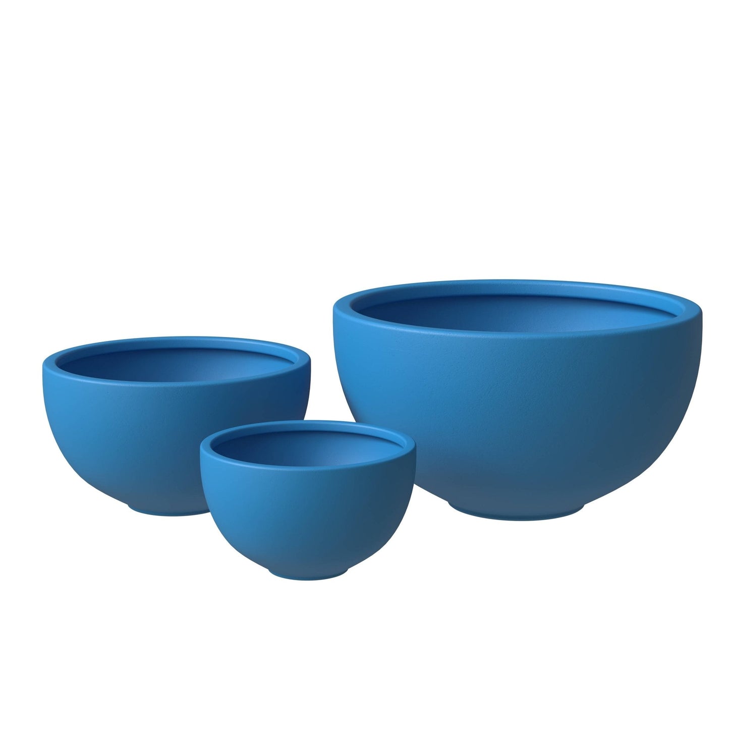 Iris Modern 3-Piece Round Planter Pot  Set in Fiberstone and Clay Weather Resistant Design