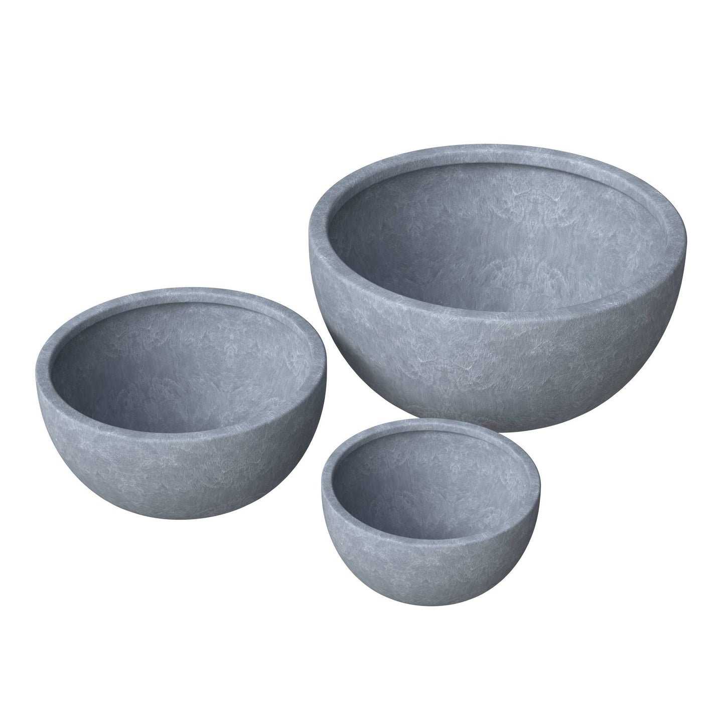 Iris Modern 3-Piece Round Planter Pot  Set in Fiberstone and Clay Weather Resistant Design
