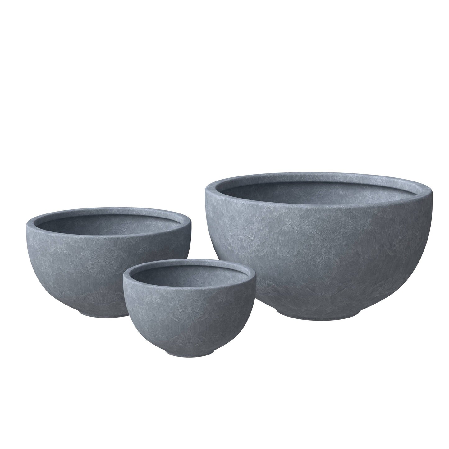 Iris Modern 3-Piece Round Planter Pot  Set in Fiberstone and Clay Weather Resistant Design